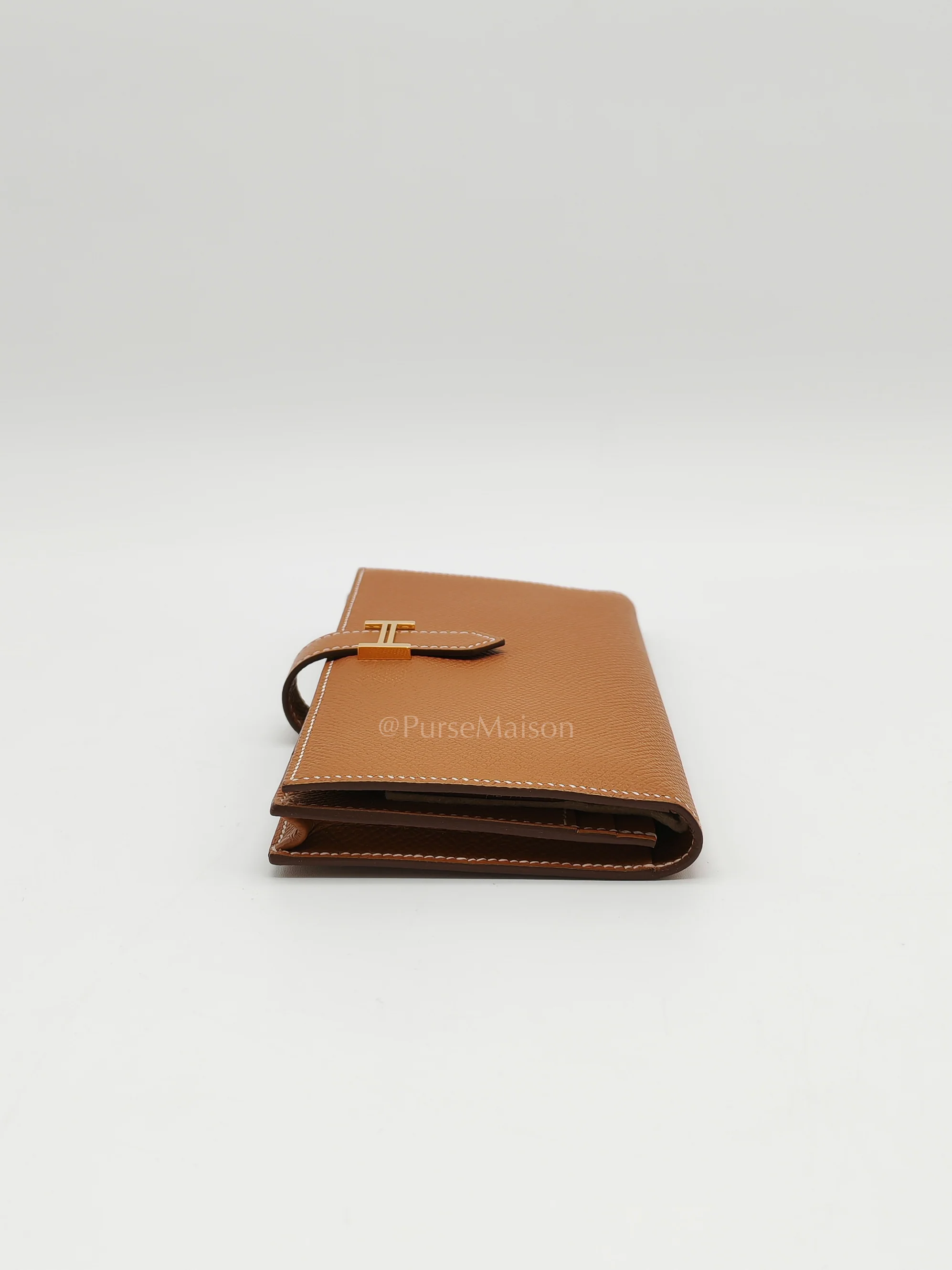 Hermes Bearn Long Wallet in Gold Epsom Leather and Gold Hardware Stamp U (2022) - Image 5