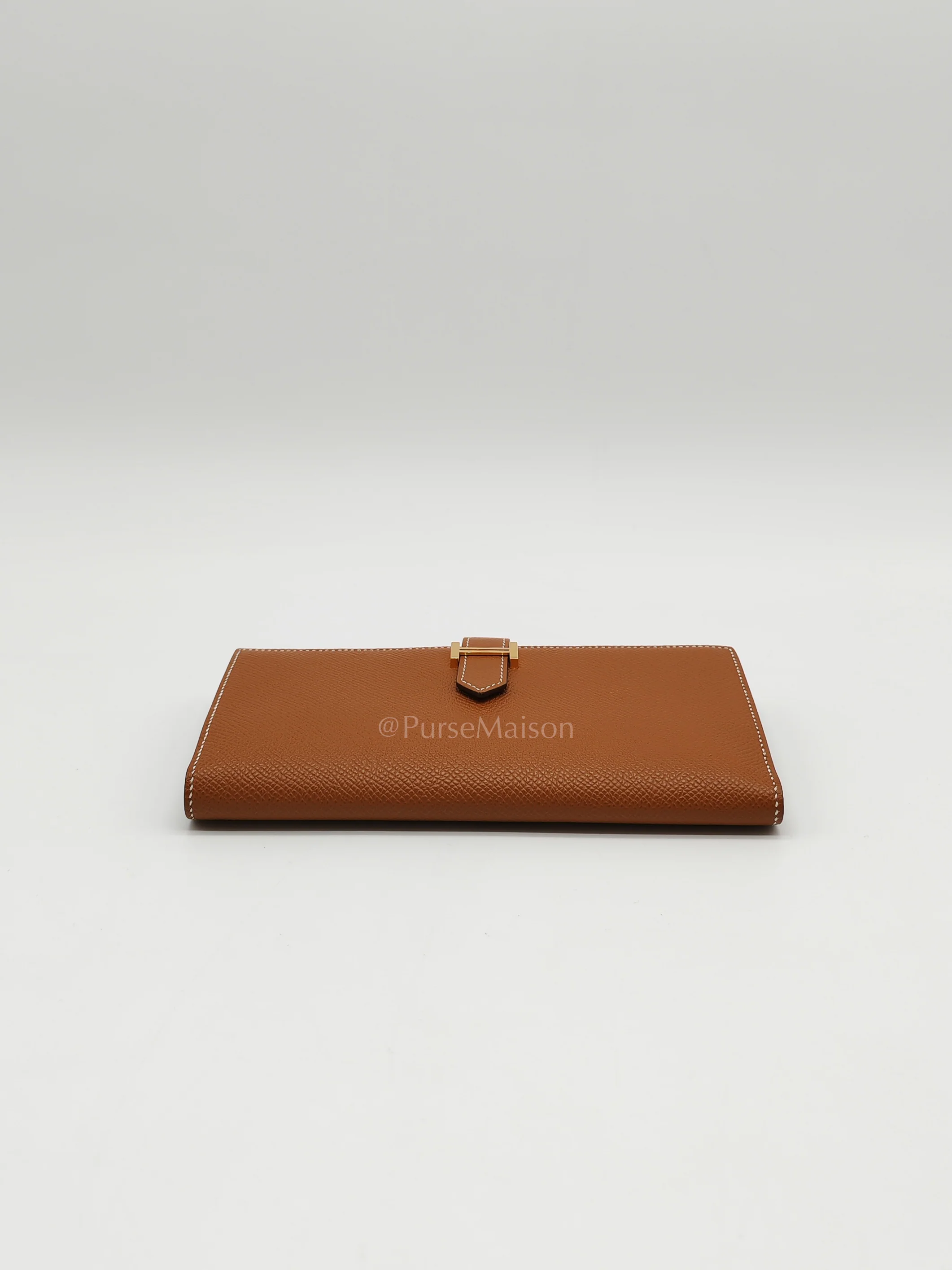 Hermes Bearn Long Wallet in Gold Epsom Leather and Gold Hardware Stamp U (2022) - Image 7