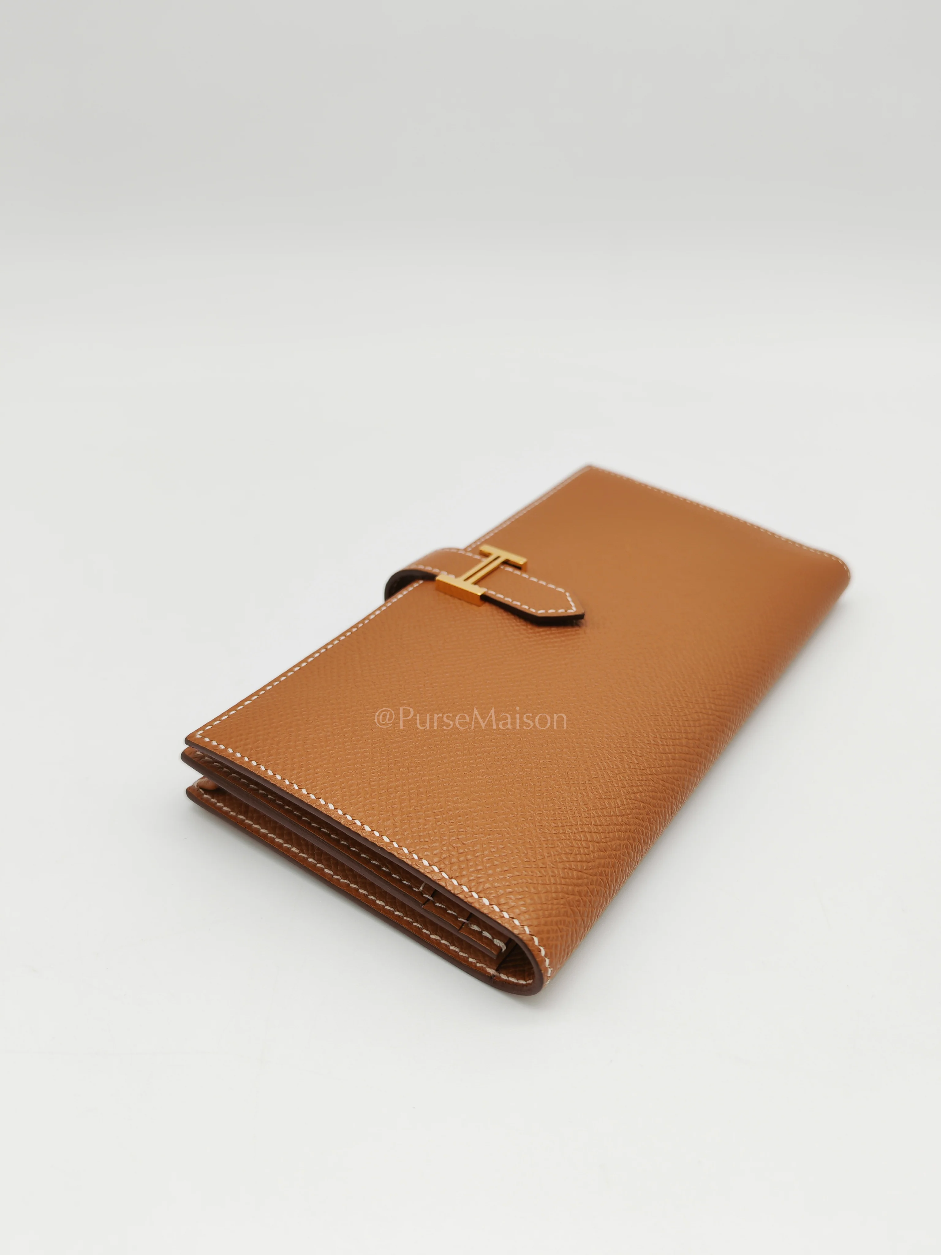 Hermes Bearn Long Wallet in Gold Epsom Leather and Gold Hardware Stamp U (2022) - Image 8