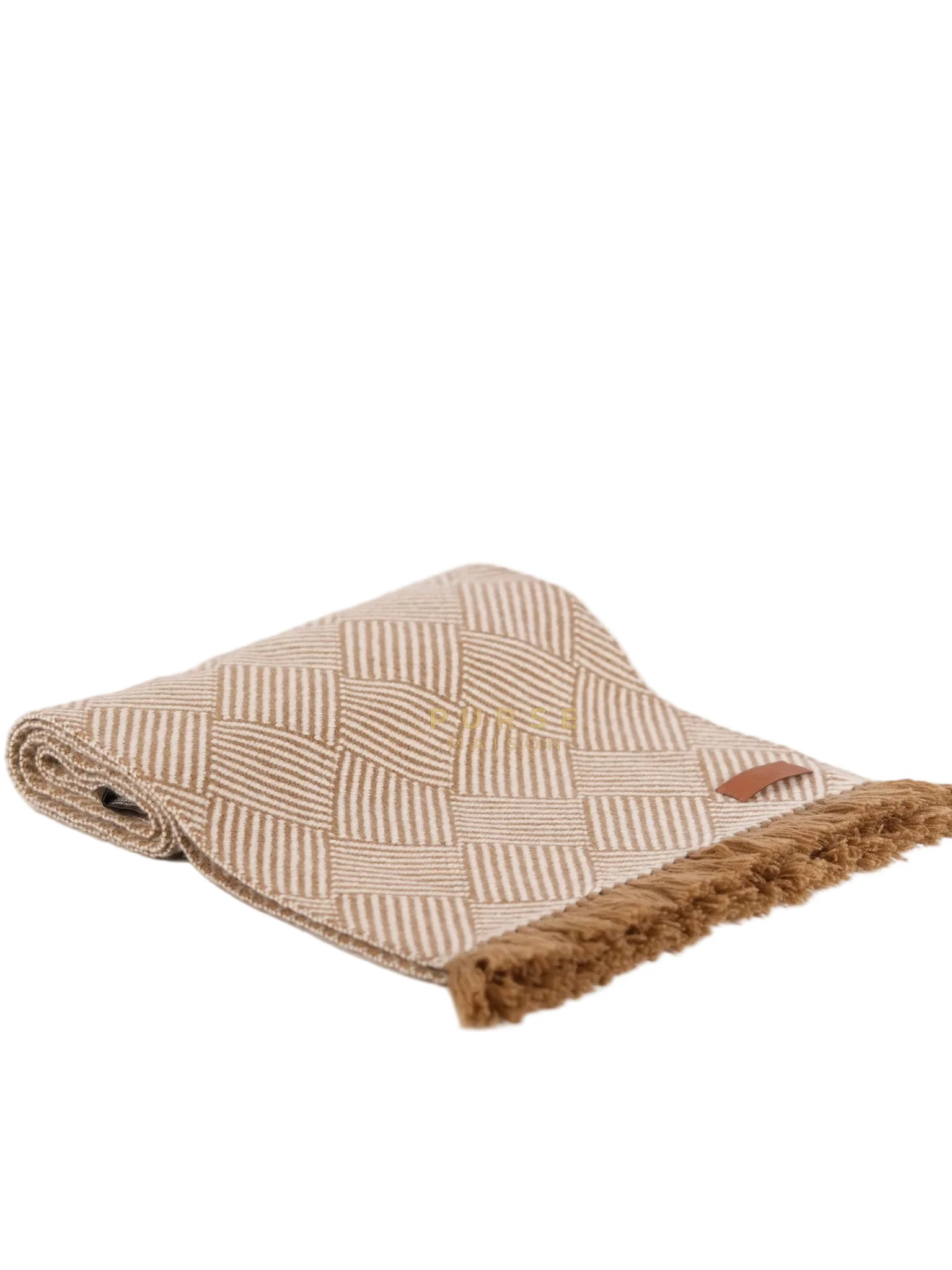 Hermes Wool Scarf Beige Length 152cm x Width 27.5cm