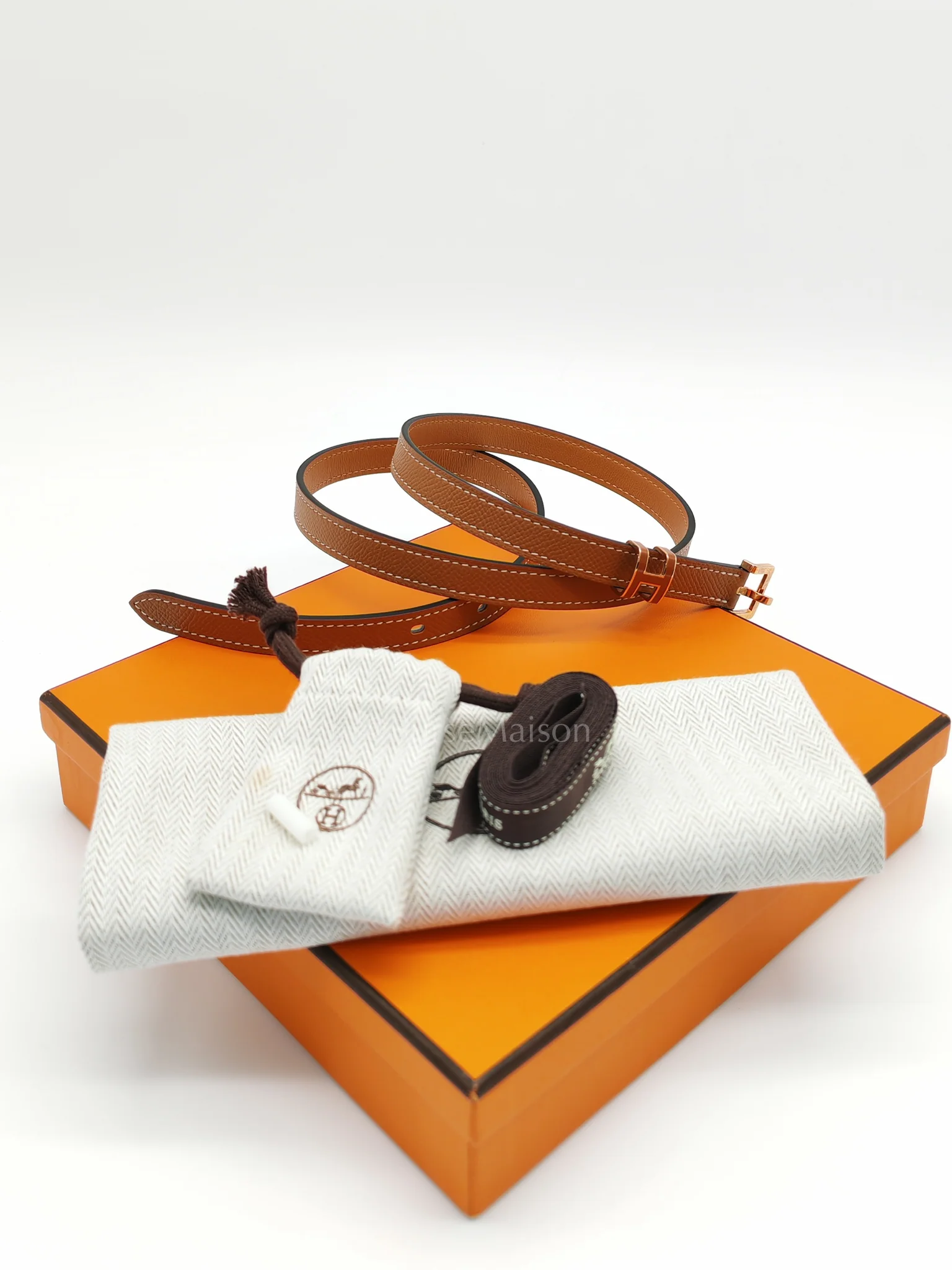 Hermes Pop H Belt in Gold Epsom Leather and Rose Gold Hardware Size 80 Stamp U (2022) - Image 12