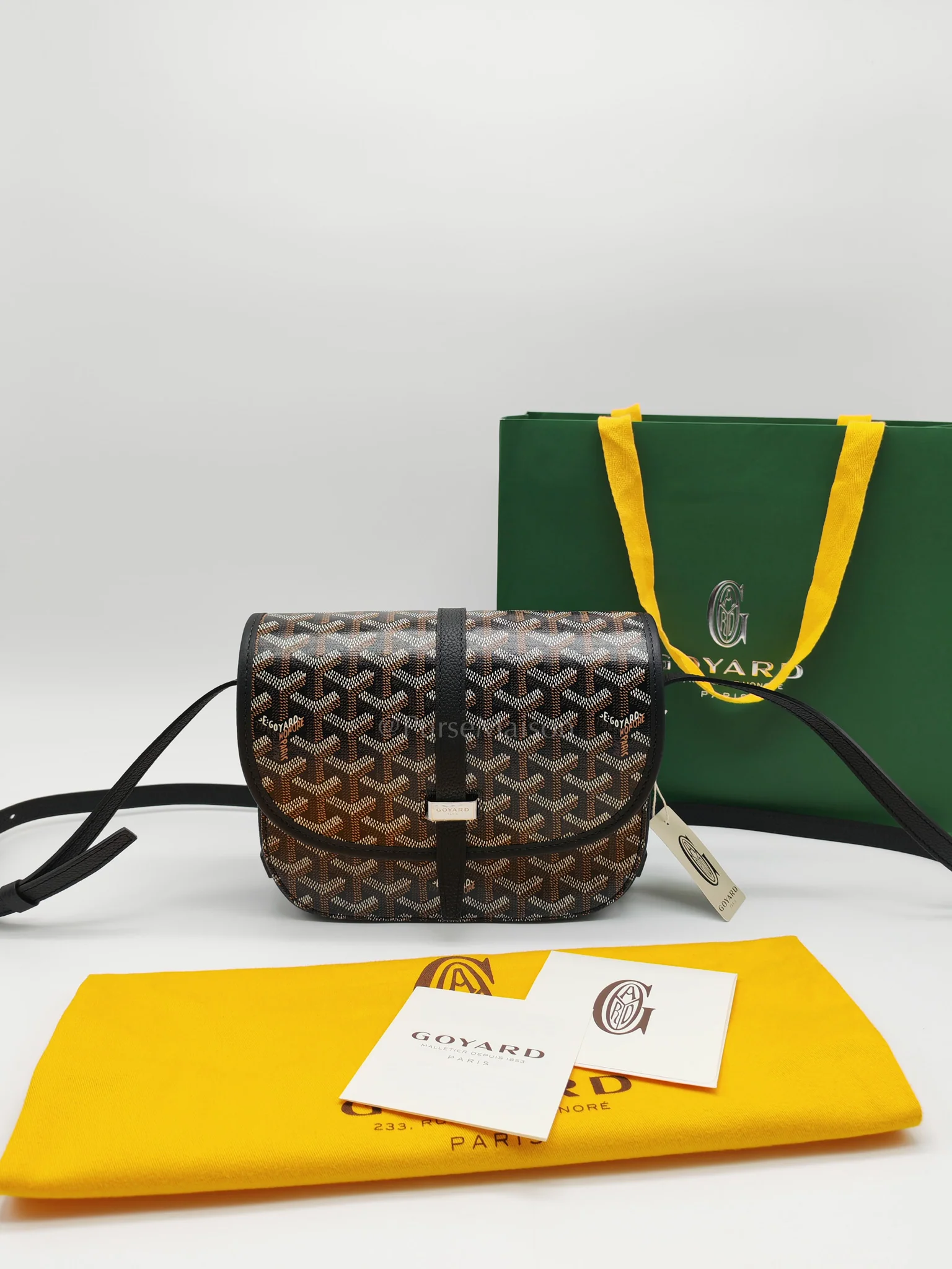 Goyard Belvedere PM Crossbody Bag in Black/Noir Goyardine Canvas - Image 21