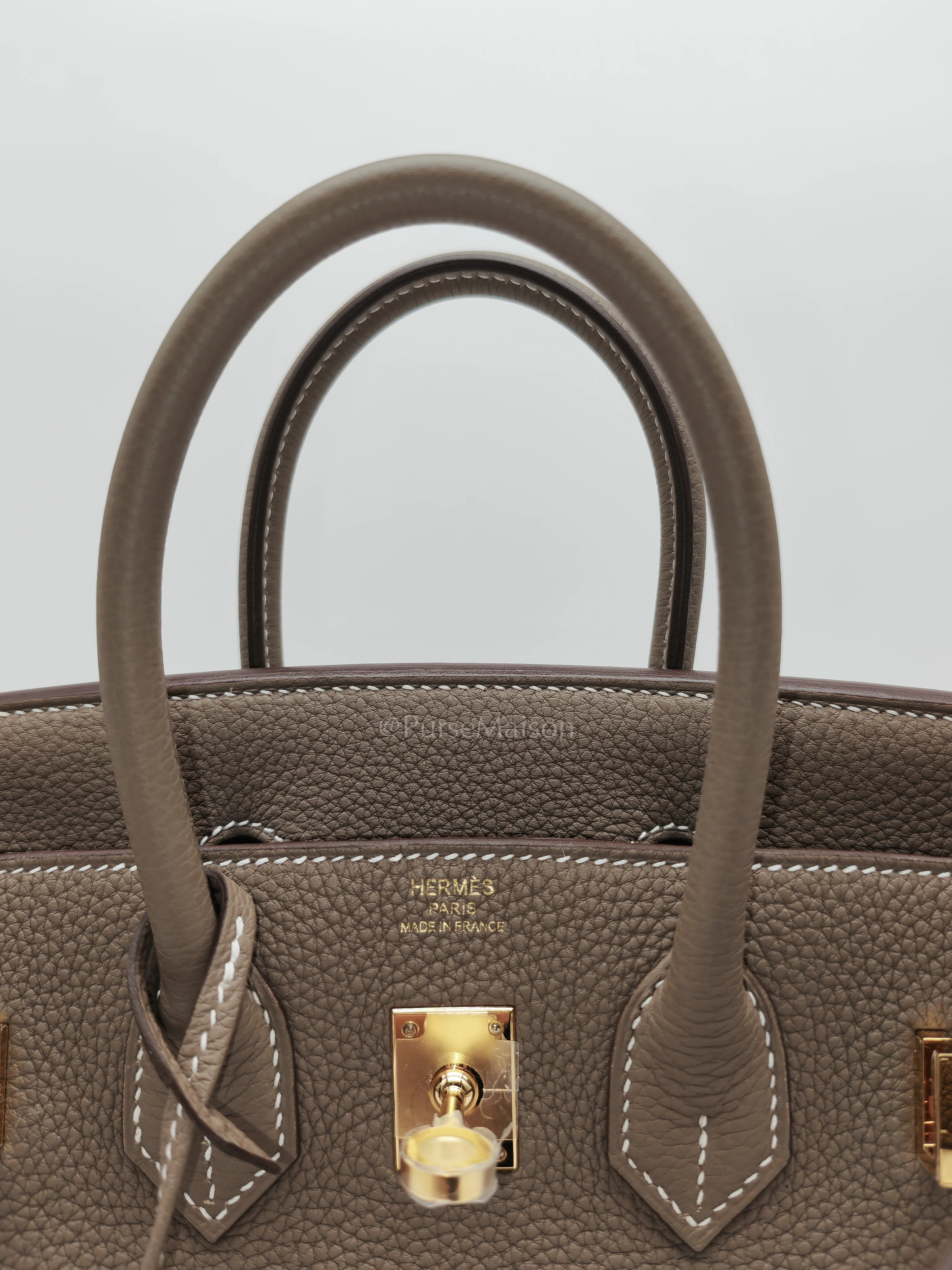 Hermes Birkin 25 Retourne in Etoupe Togo Leather and Gold Hardware Stamp W (2024) - Image 16