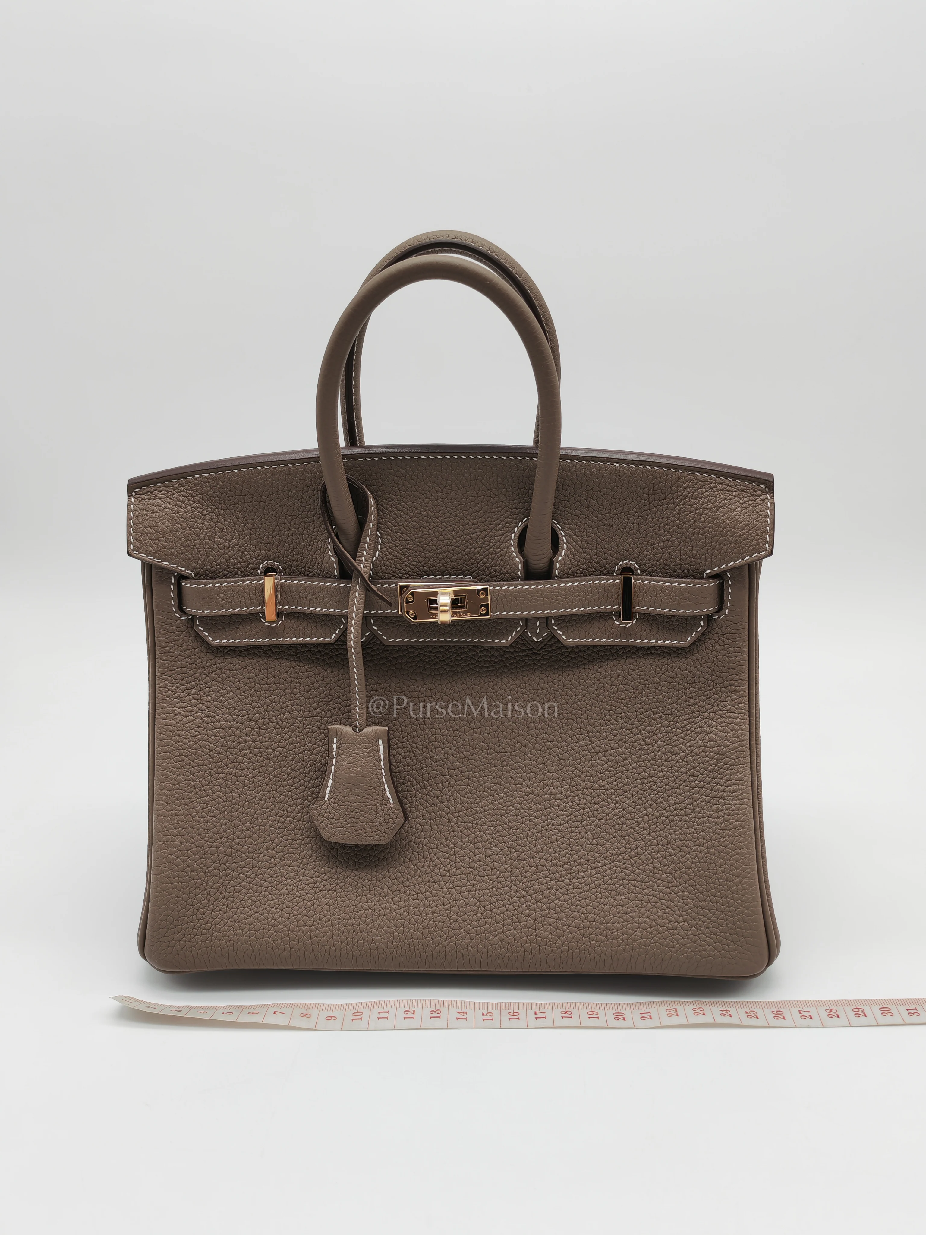 Hermes Birkin 25 Retourne in Etoupe Togo Leather and Gold Hardware Stamp W (2024) - Image 19