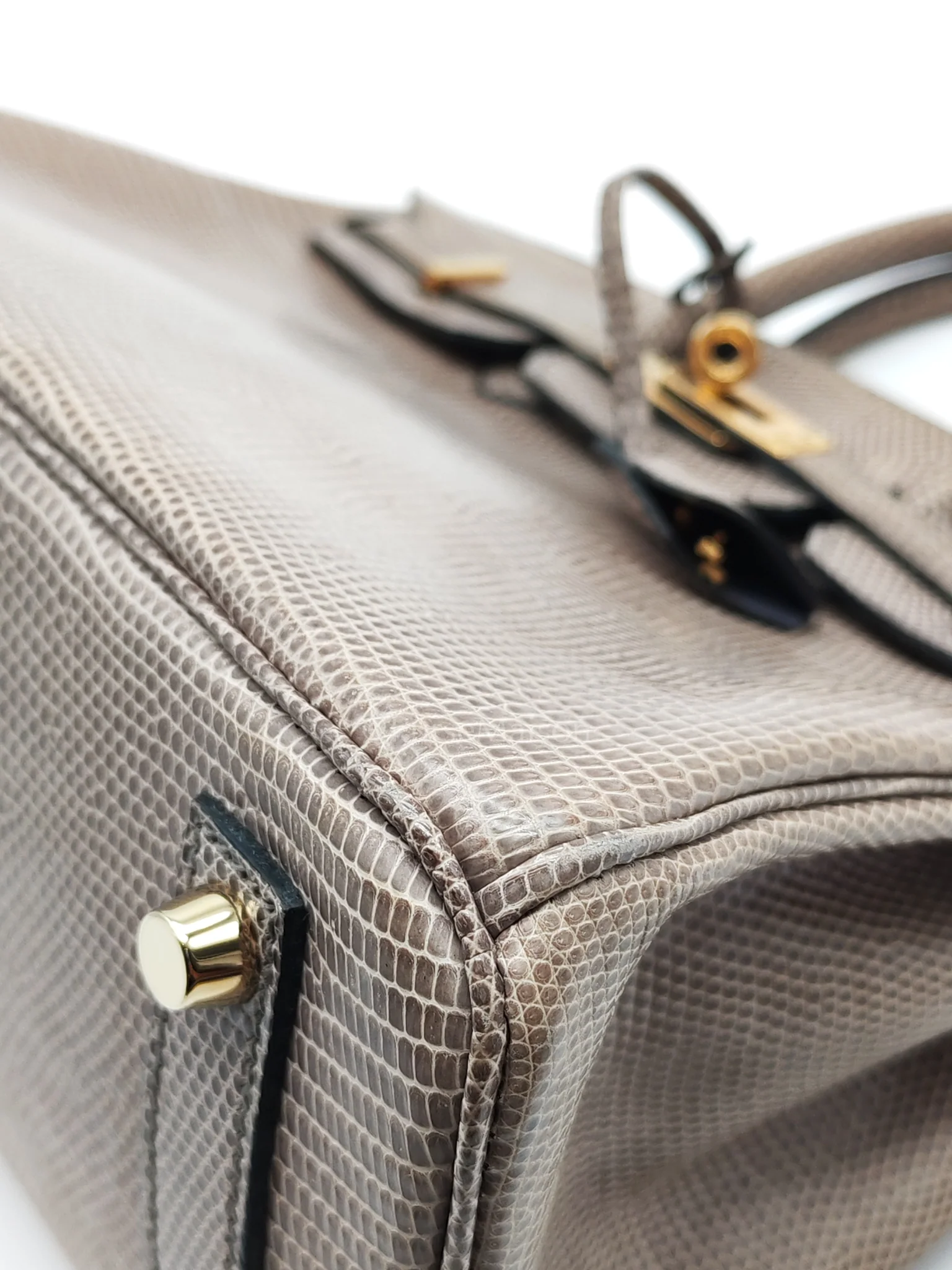 Hermes Birkin 25 Lizard Gris Tourterelle Gold Hardware Stamp P (2012) - Image 10