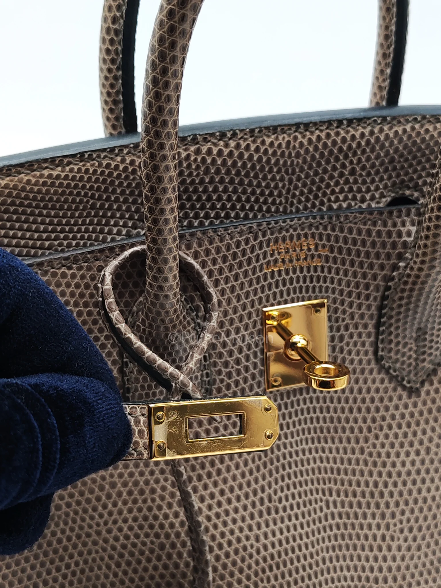 Hermes Birkin 25 Lizard Gris Tourterelle Gold Hardware Stamp P (2012) - Image 28