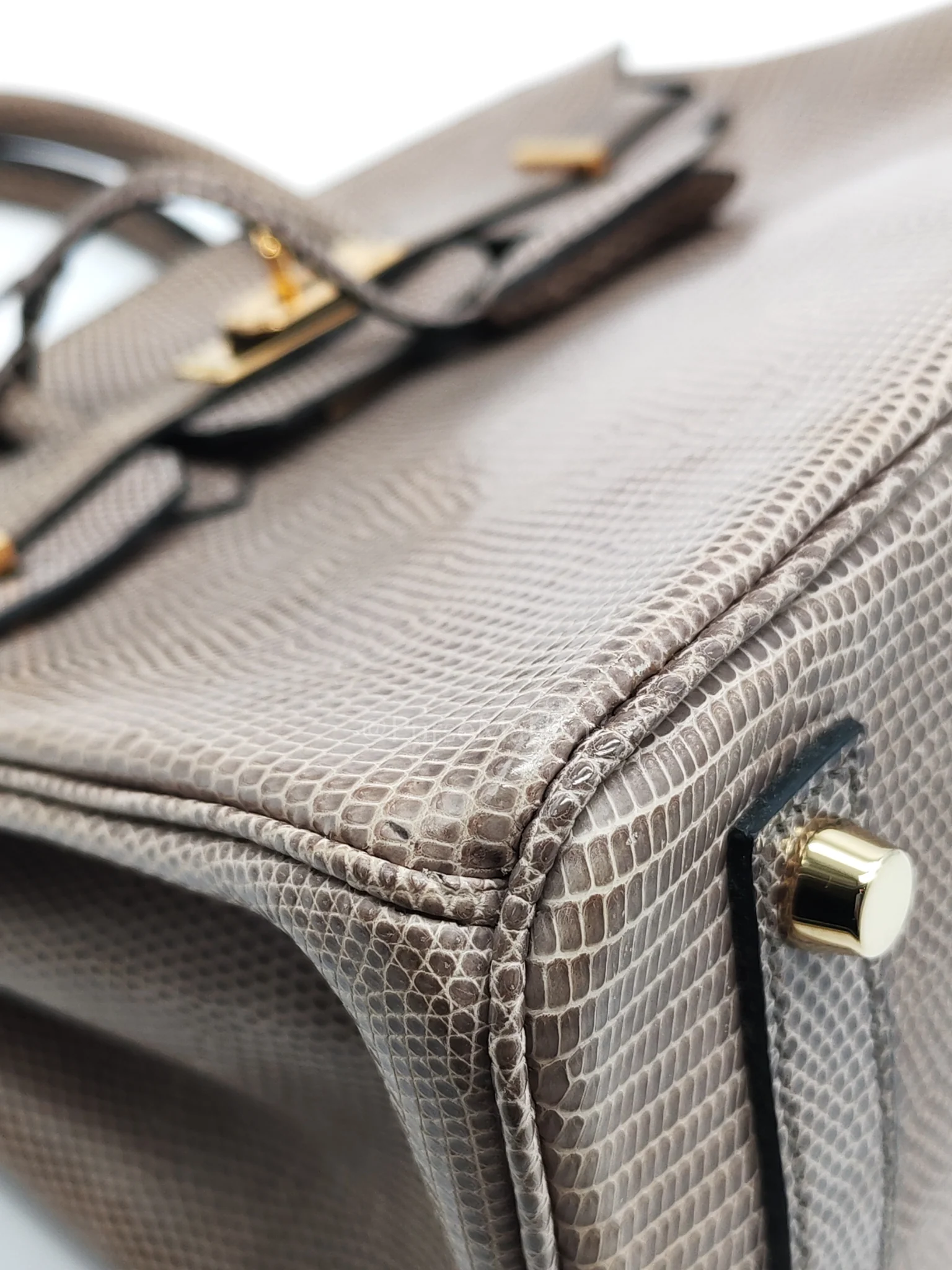 Hermes Birkin 25 Lizard Gris Tourterelle Gold Hardware Stamp P (2012) - Image 8