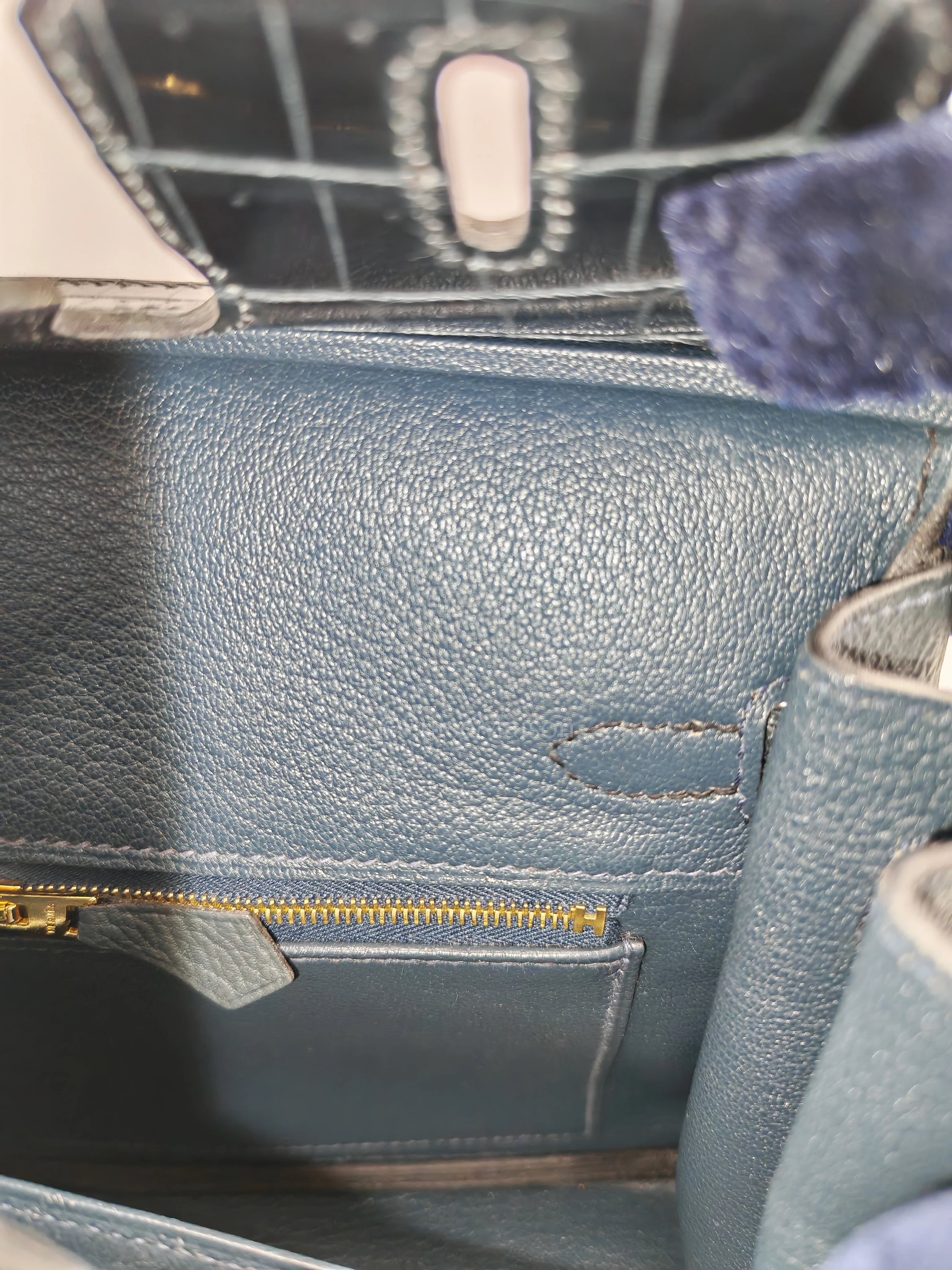 Hermes Birkin 25 Vert Rousseau Togo Leather & Croc Touch Gold Hardware Stamp Y(2020) - Image 21
