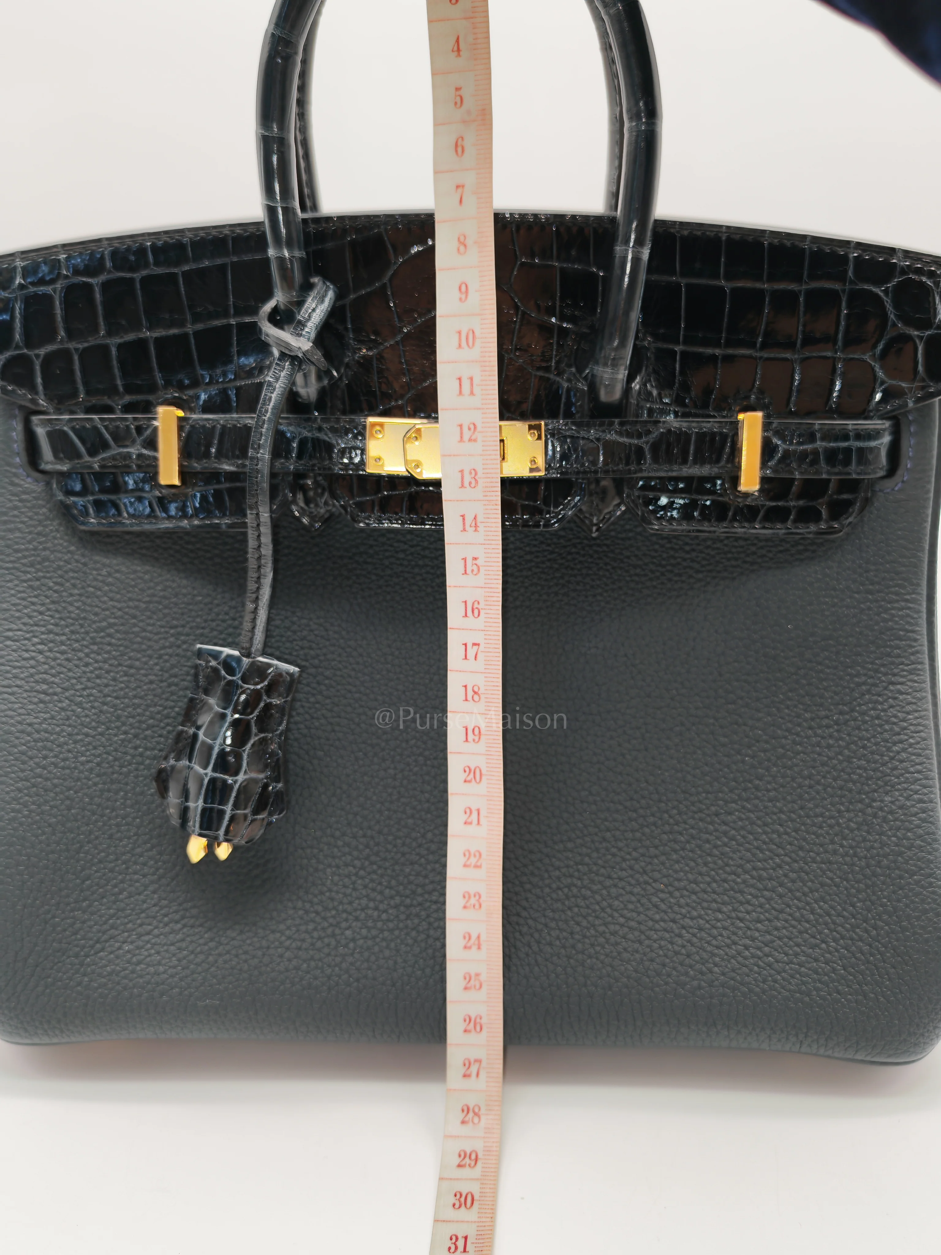 Hermes Birkin 25 Vert Rousseau Togo Leather & Croc Touch Gold Hardware Stamp Y(2020) - Image 24