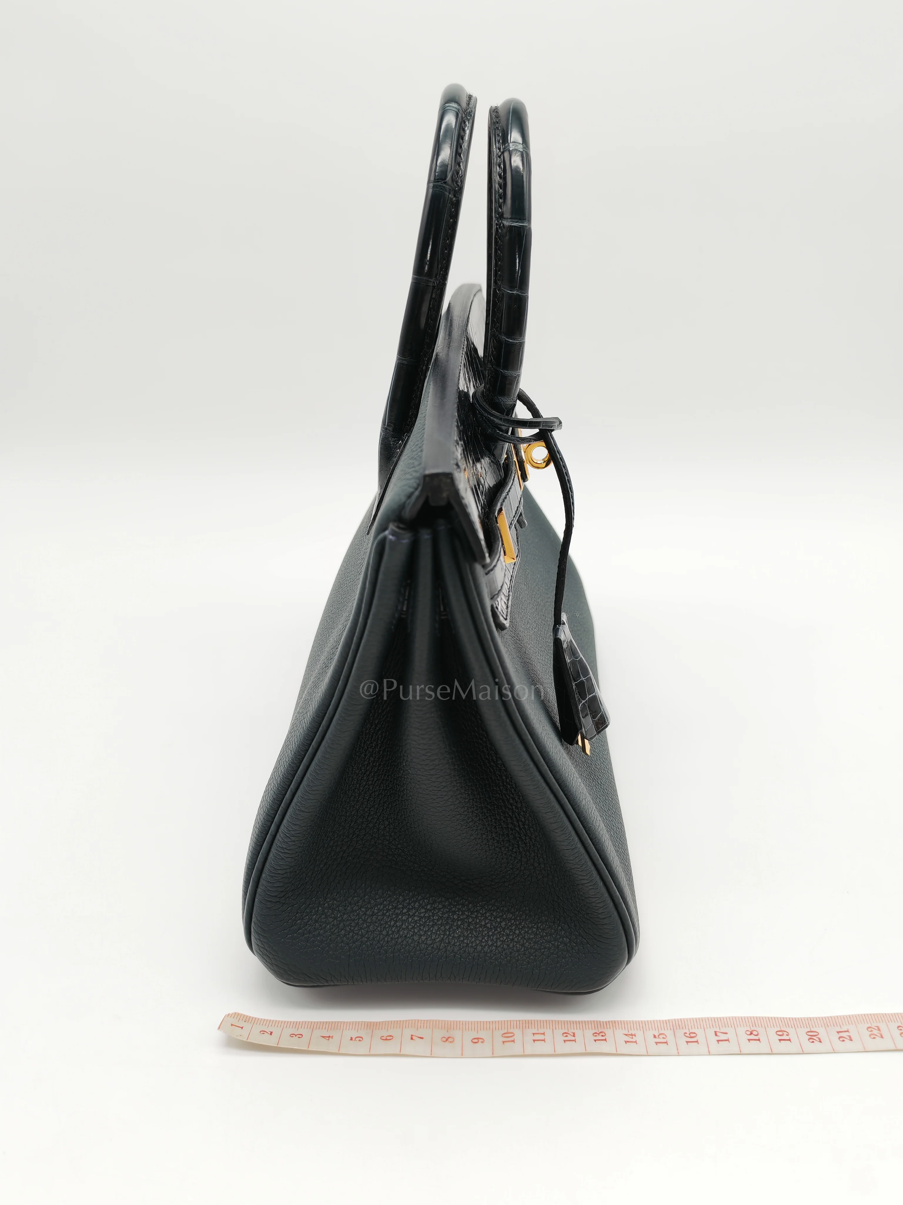 Hermes Birkin 25 Vert Rousseau Togo Leather & Croc Touch Gold Hardware Stamp Y(2020) - Image 25