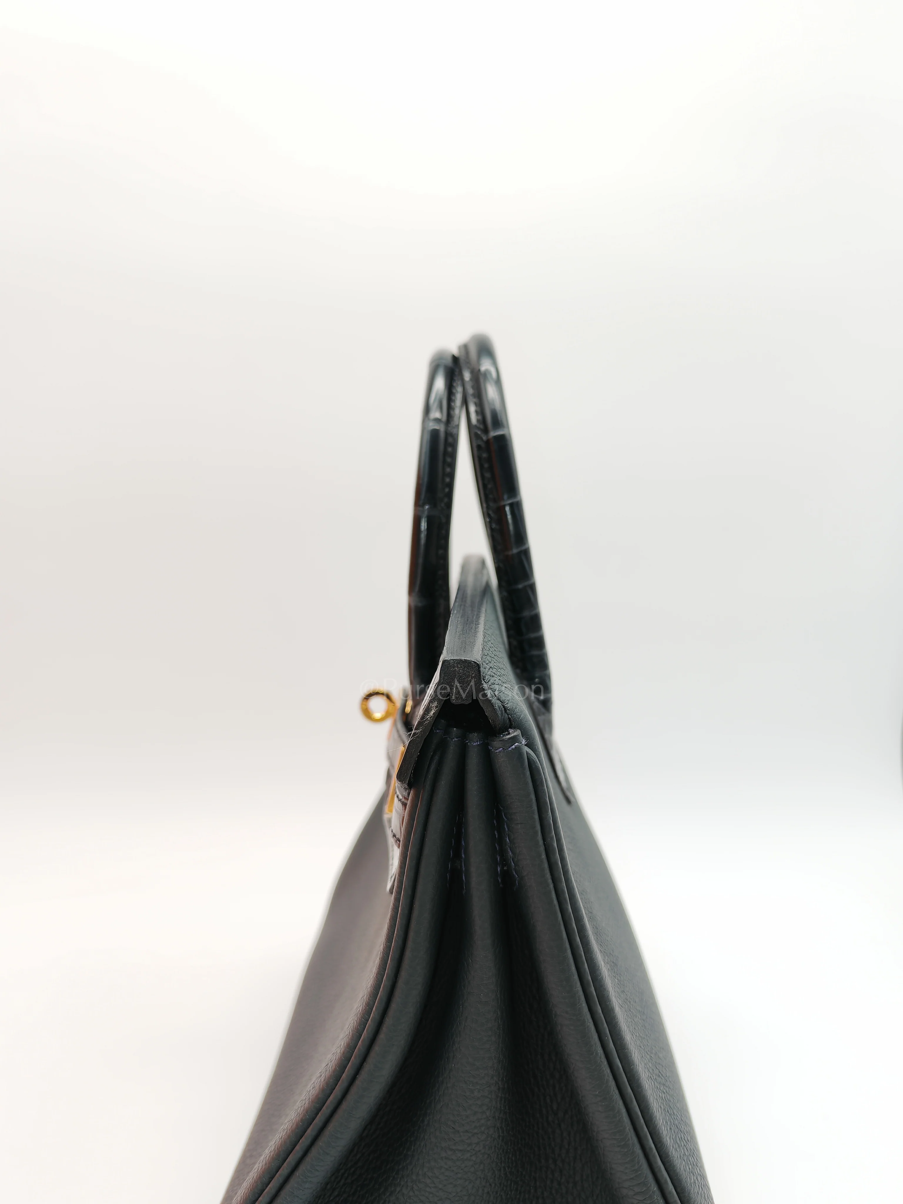 Hermes Birkin 25 Vert Rousseau Togo Leather & Croc Touch Gold Hardware Stamp Y(2020) - Image 28