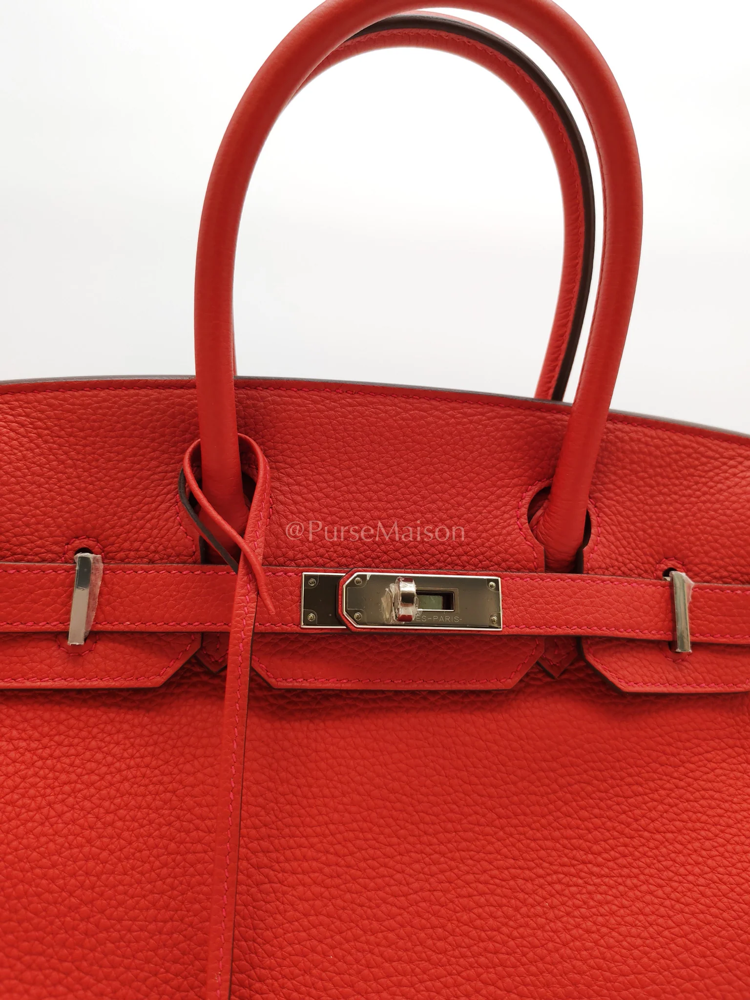 Hermes Birkin 30 in Rouge Pivoine Togo Leather Palladium Hardware Stamp A(2017) - Image 14