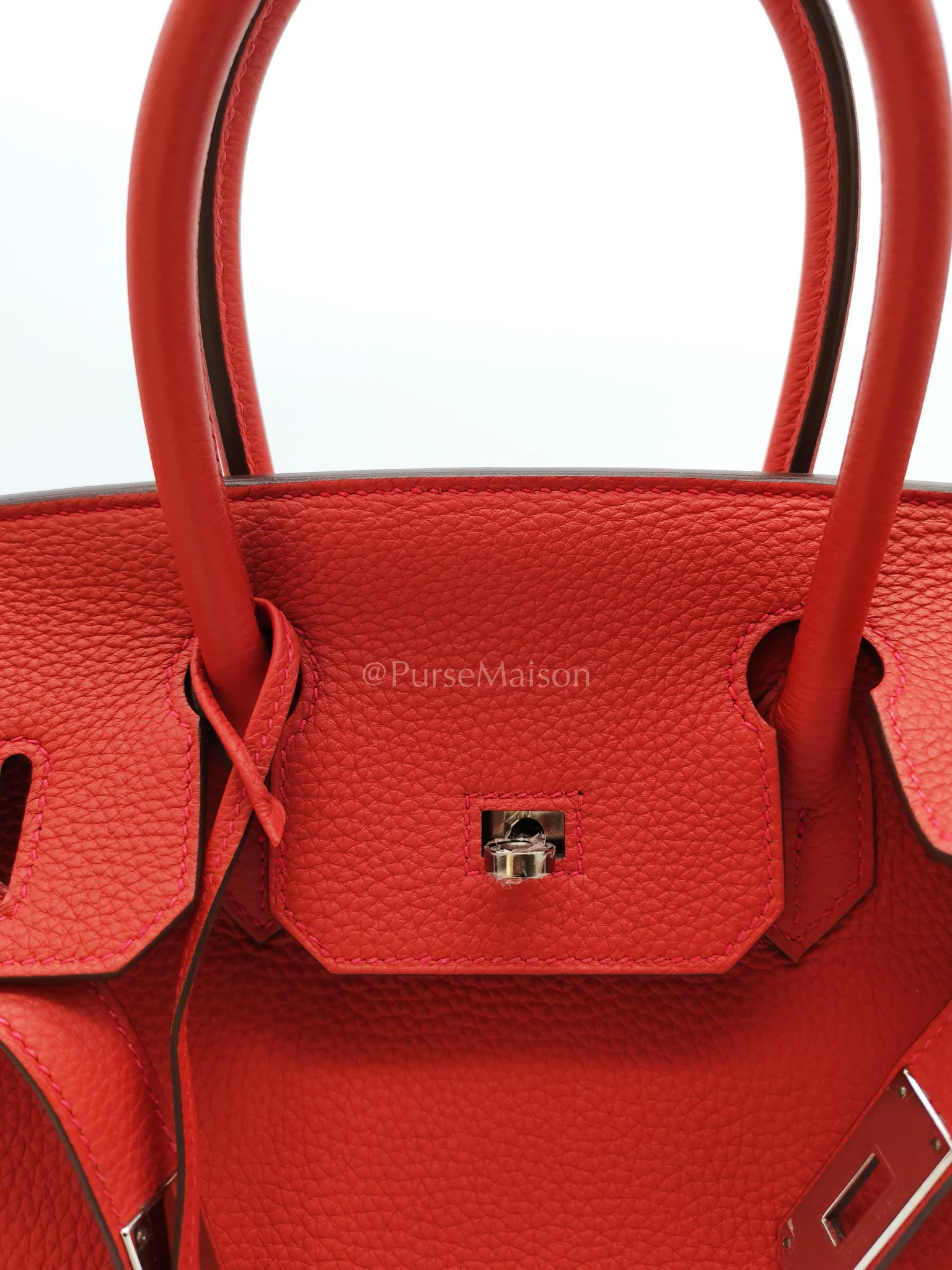 Hermes Birkin 30 in Rouge Pivoine Togo Leather Palladium Hardware Stamp A(2017) - Image 19