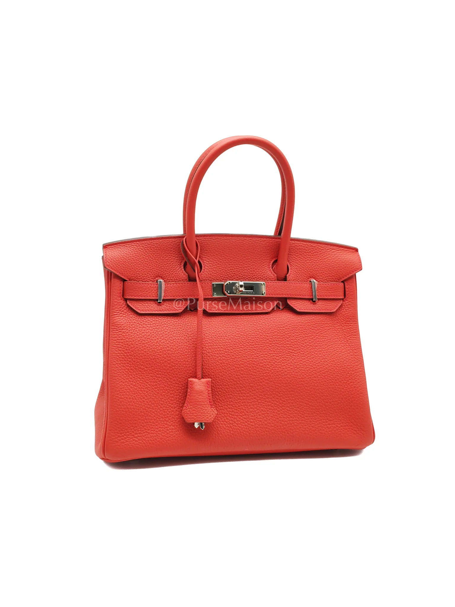 Hermes Birkin 30 in Rouge Pivoine Togo Leather Palladium Hardware Stamp A(2017) - Image 2