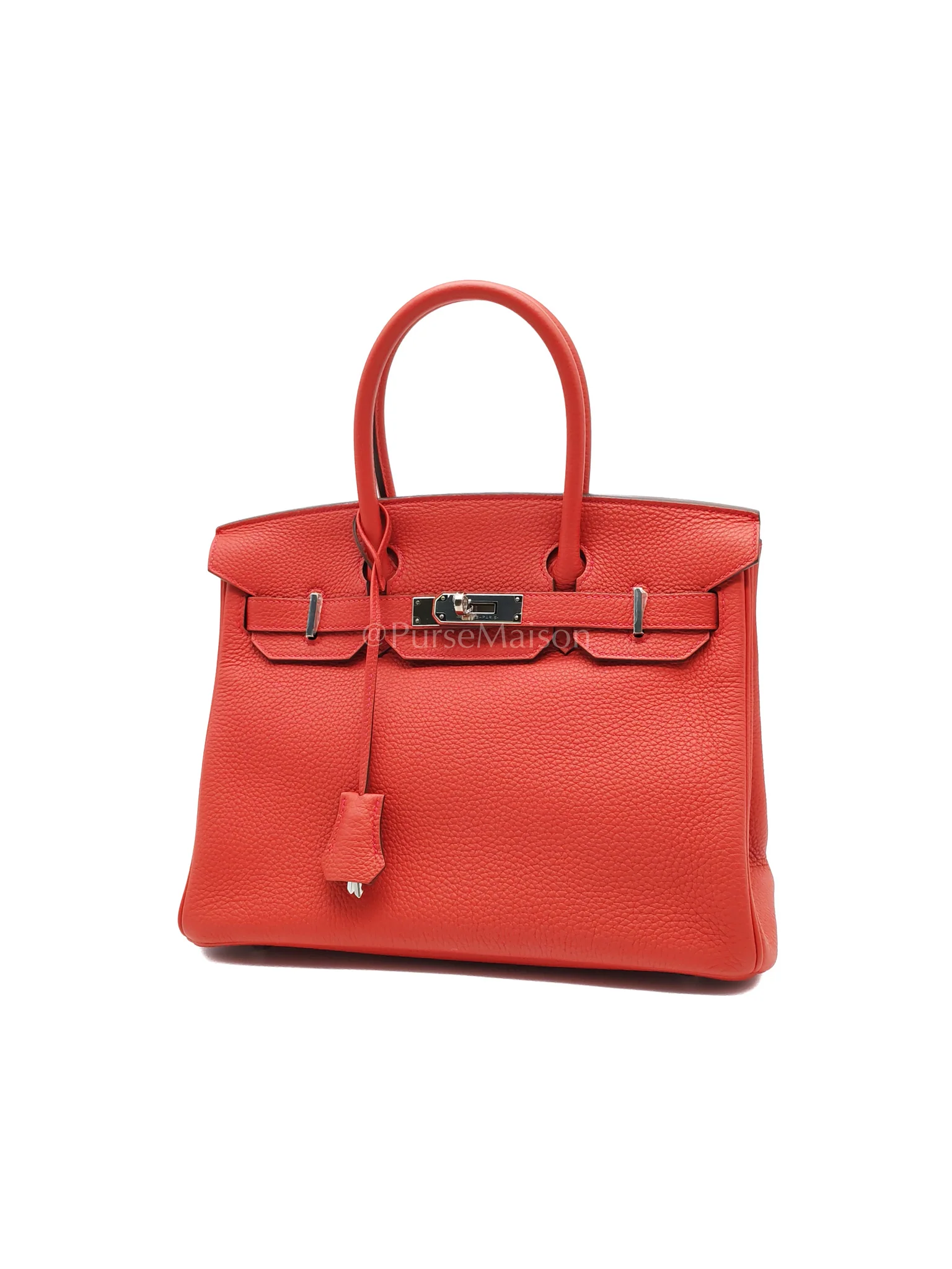 Hermes Birkin 30 in Rouge Pivoine Togo Leather Palladium Hardware Stamp A(2017) - Image 3