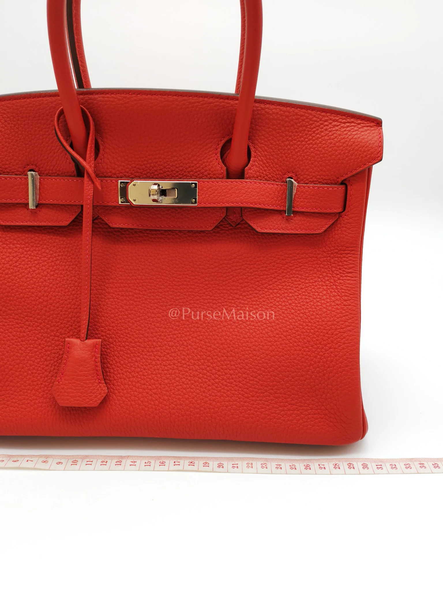 Hermes Birkin 30 in Rouge Pivoine Togo Leather Palladium Hardware Stamp A(2017) - Image 36