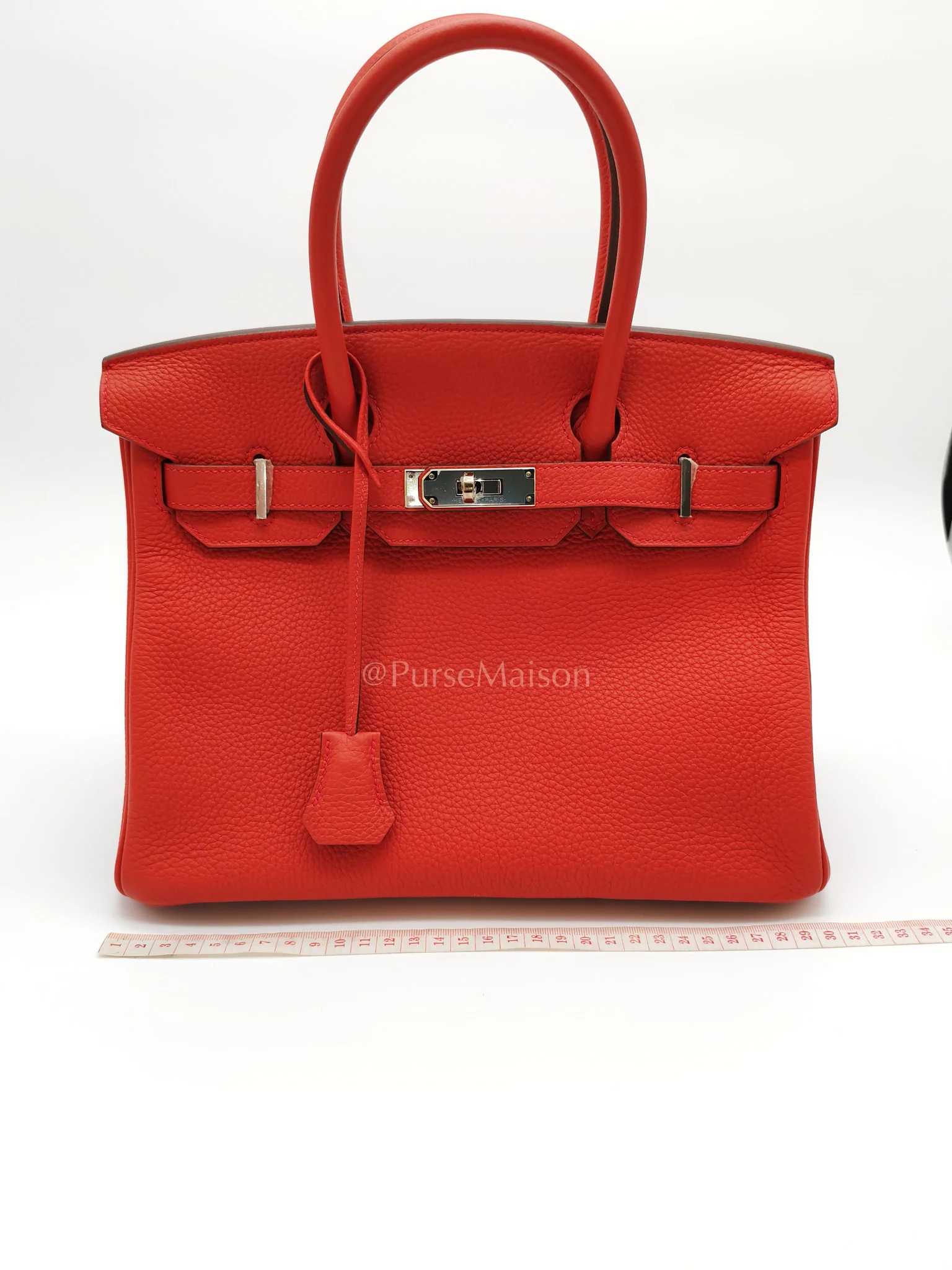 Hermes Birkin 30 in Rouge Pivoine Togo Leather Palladium Hardware Stamp A(2017) - Image 37