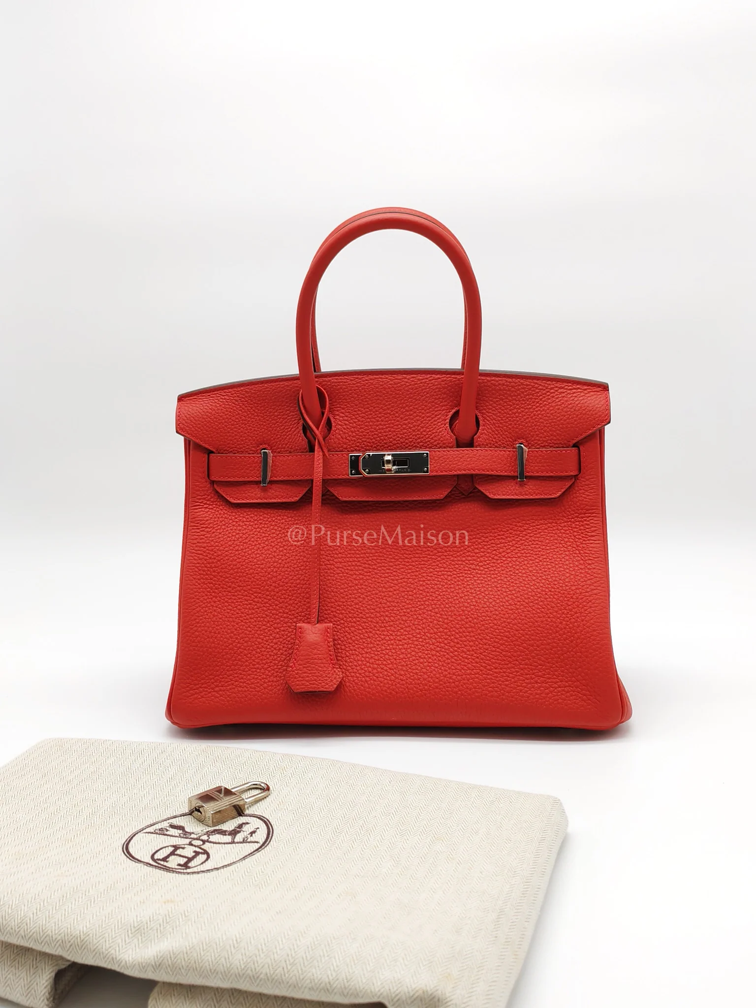 Hermes Birkin 30 in Rouge Pivoine Togo Leather Palladium Hardware Stamp A(2017) - Image 40