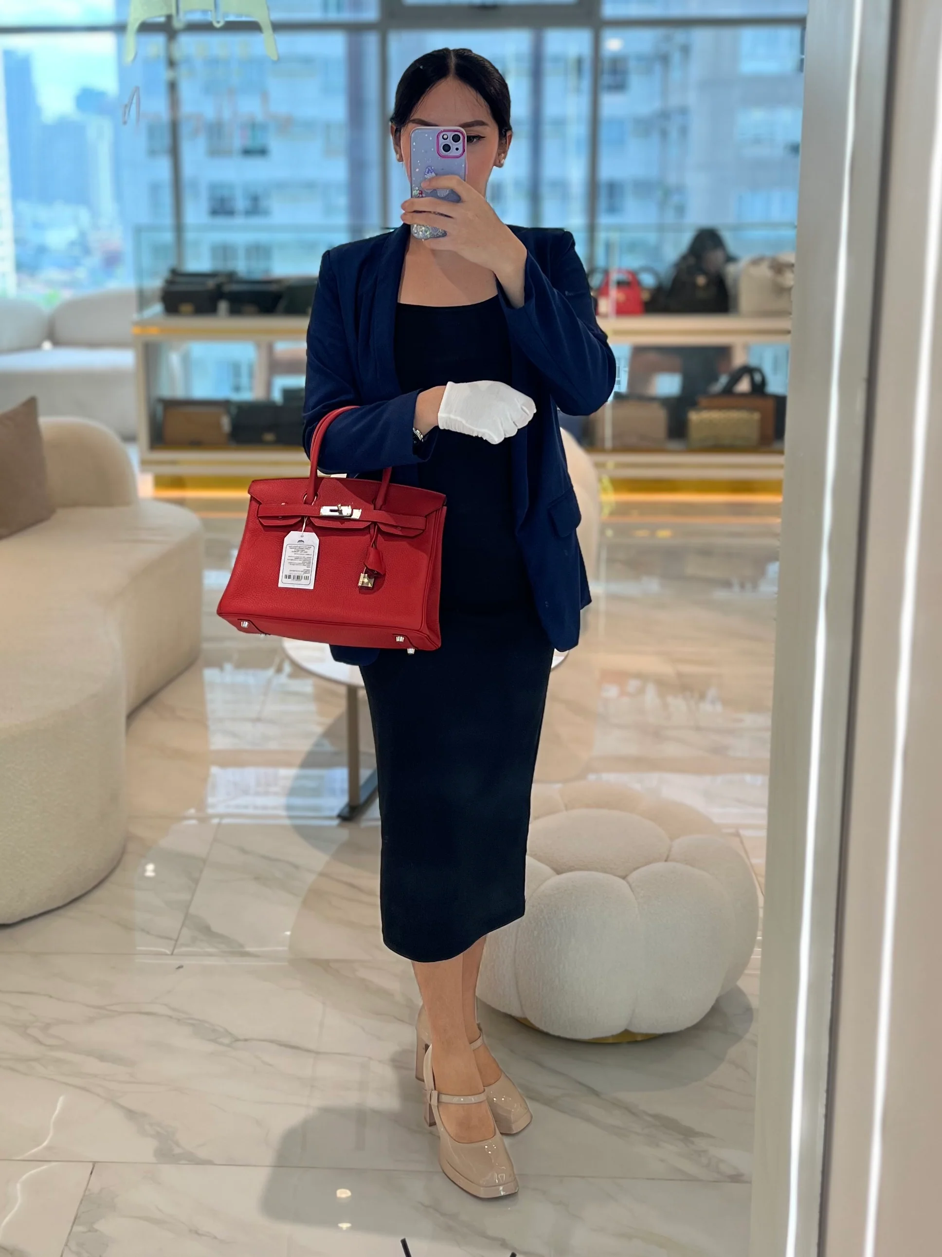 Hermes Birkin 30 in Rouge Pivoine Togo Leather Palladium Hardware Stamp A(2017) - Image 44