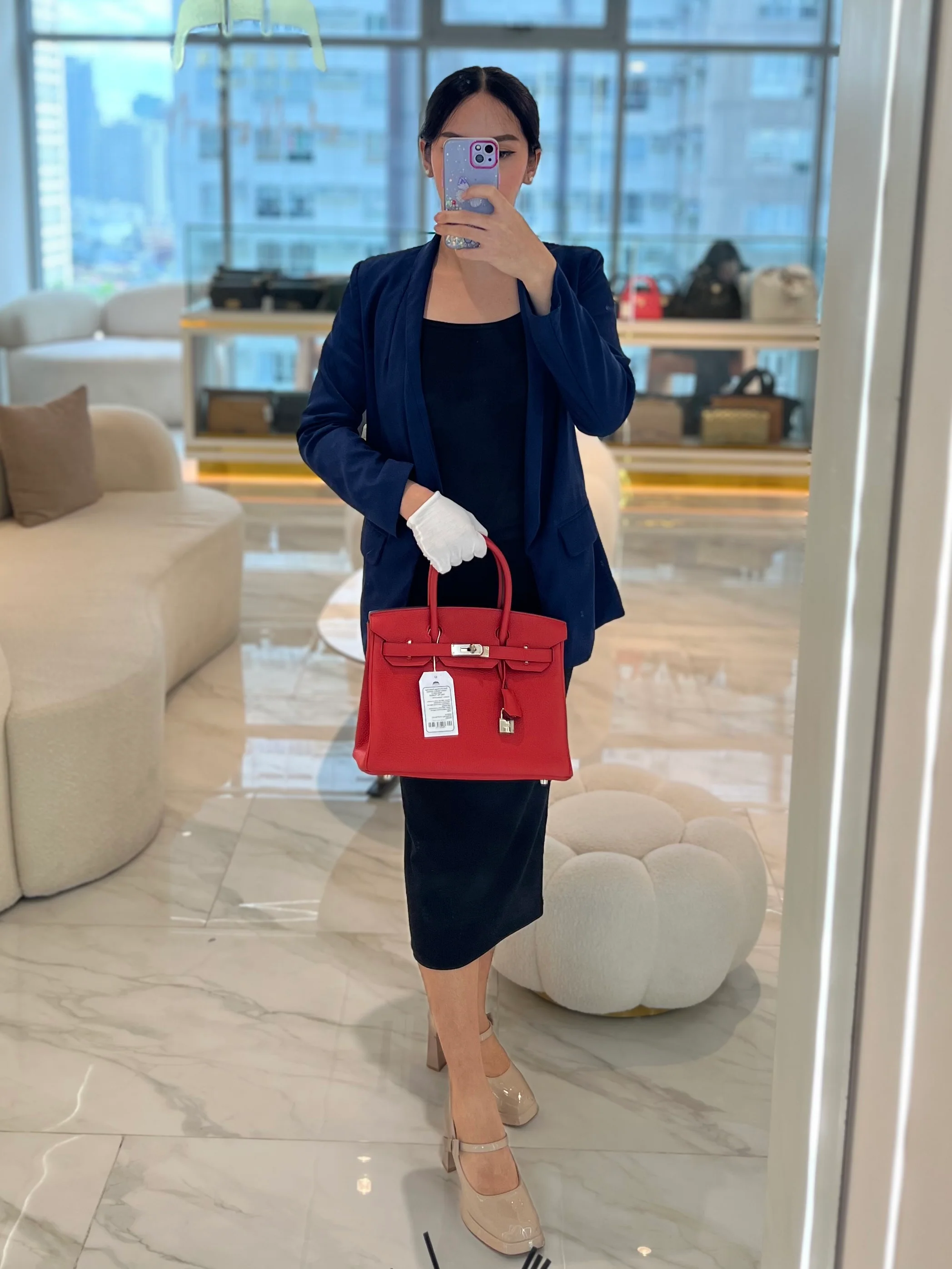 Hermes Birkin 30 in Rouge Pivoine Togo Leather Palladium Hardware Stamp A(2017) - Image 45
