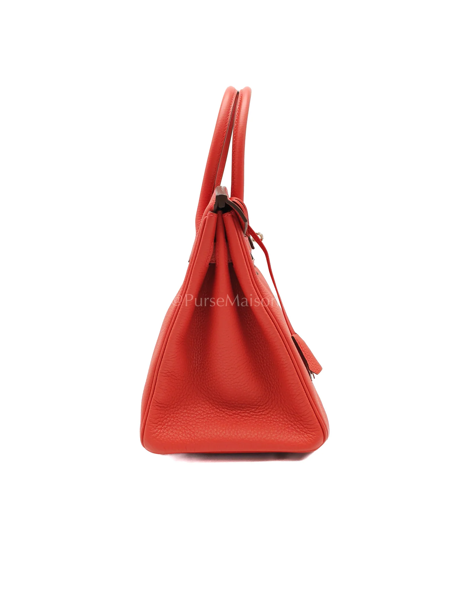 Hermes Birkin 30 in Rouge Pivoine Togo Leather Palladium Hardware Stamp A(2017) - Image 6