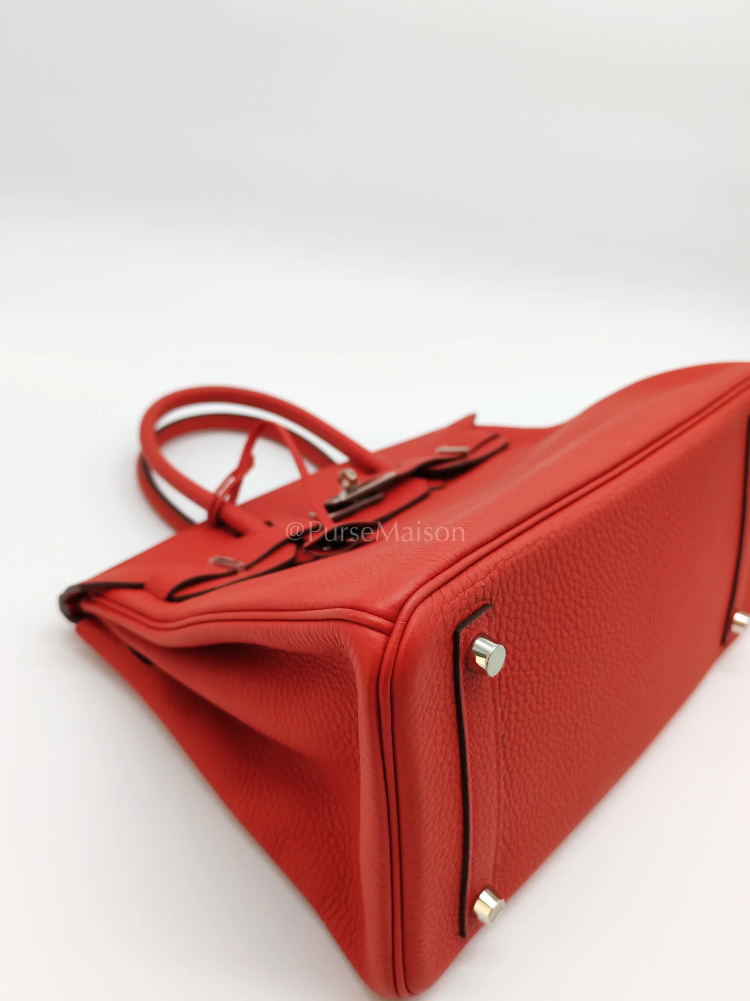 Hermes Birkin 30 in Rouge Pivoine Togo Leather Palladium Hardware Stamp A(2017) - Image 8