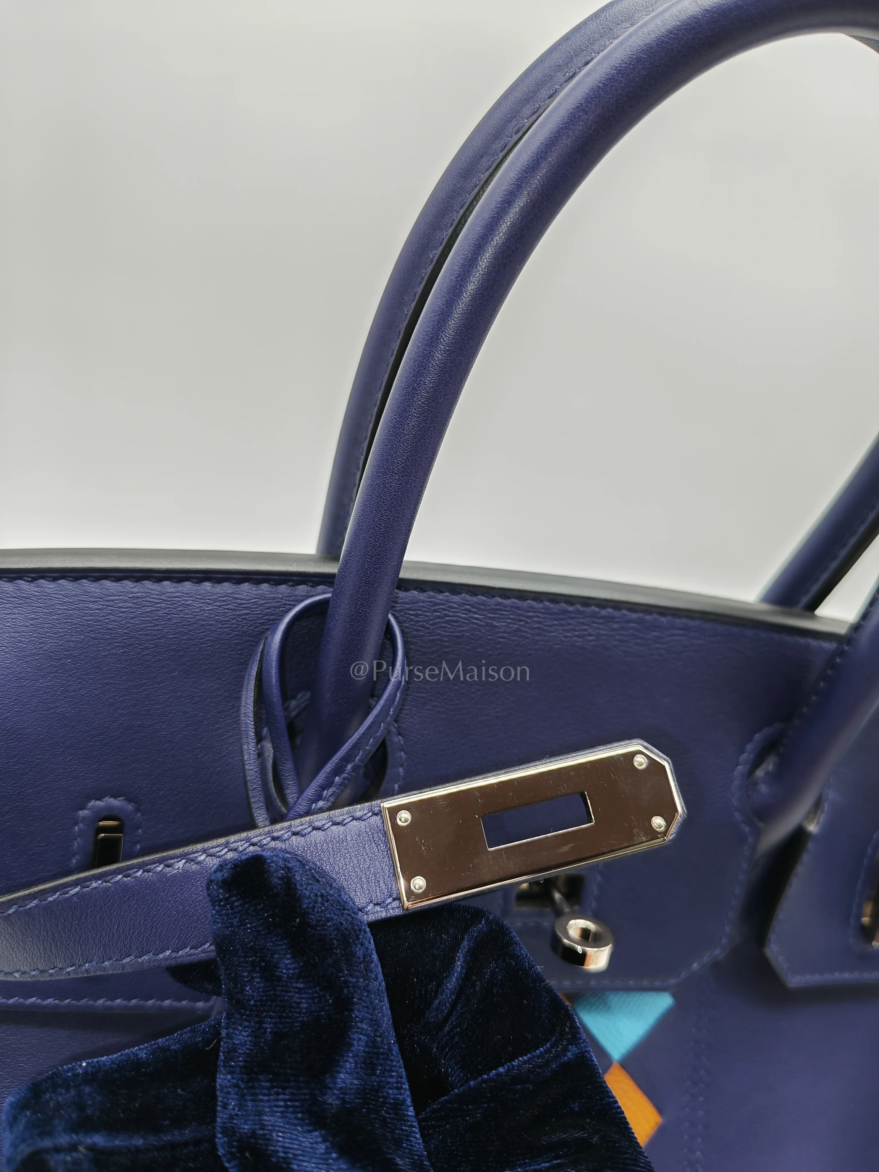 Hermes Birkin 30 Retourne in Tressage de Cuir Blue Du Nord/Bleu Encre Epsom in Swift Leather and Palladium Hardware Stamp D (2019) - Image 19