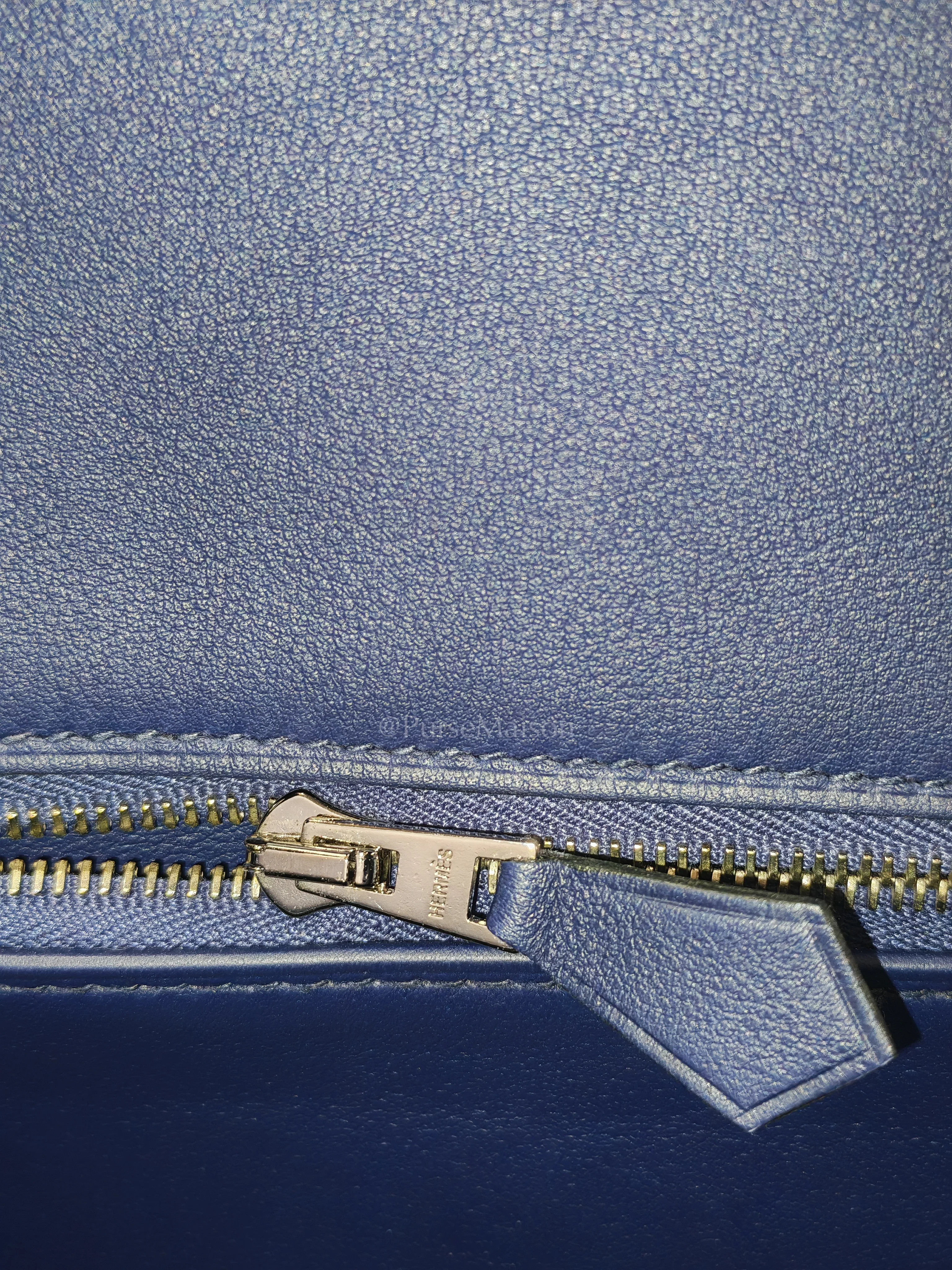 Hermes Birkin 30 Retourne in Tressage de Cuir Blue Du Nord/Bleu Encre Epsom in Swift Leather and Palladium Hardware Stamp D (2019) - Image 23