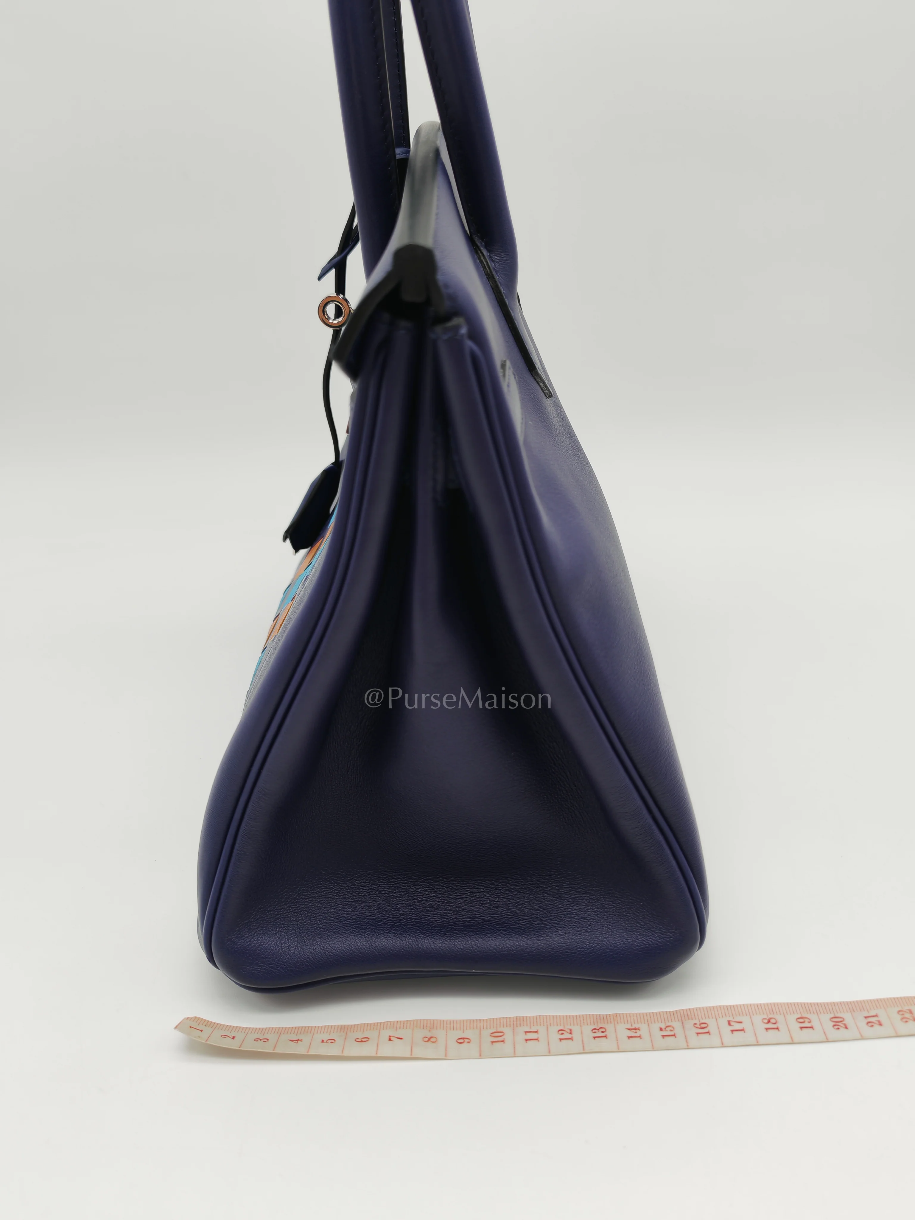 Hermes Birkin 30 Retourne in Tressage de Cuir Blue Du Nord/Bleu Encre Epsom in Swift Leather and Palladium Hardware Stamp D (2019) - Image 27