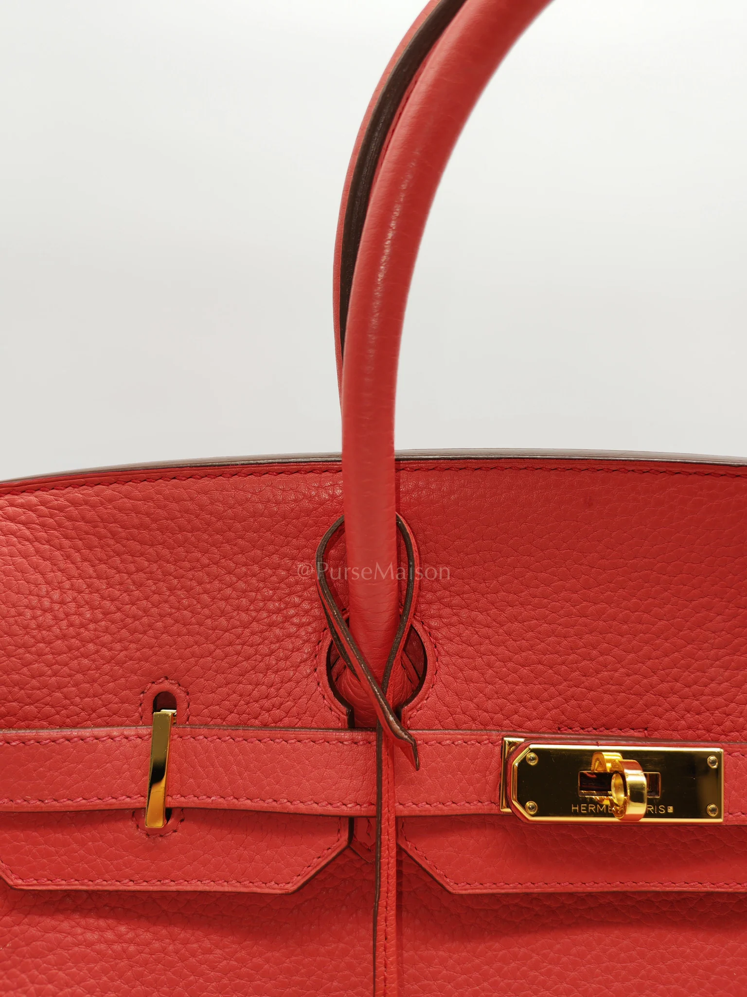 Hermes Birkin 35 Retourne in Bougainvillier Clemence Leather and Gold Hardware Stamp Square N (2010) - Image 17