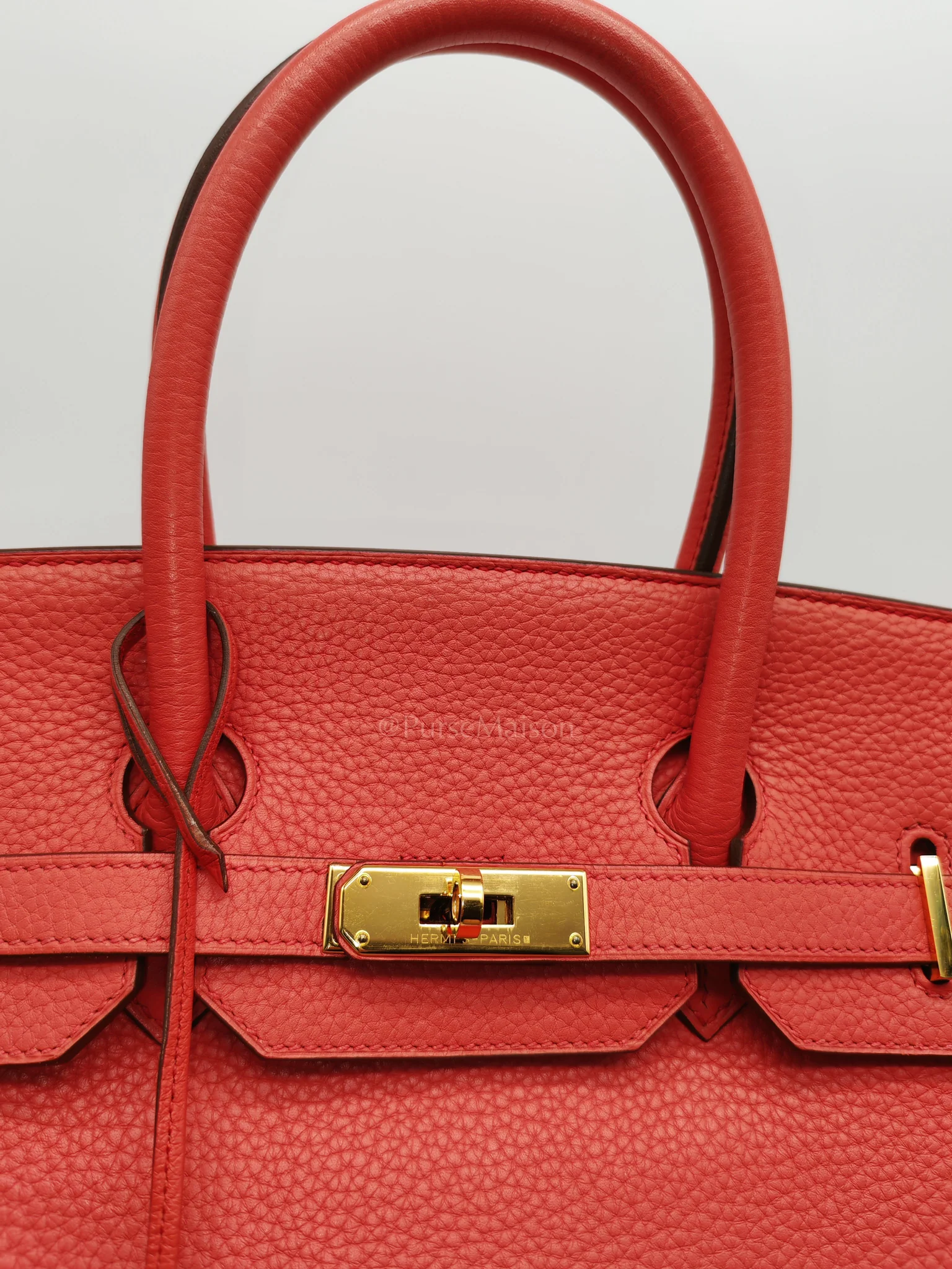 Hermes Birkin 35 Retourne in Bougainvillier Clemence Leather and Gold Hardware Stamp Square N (2010) - Image 19