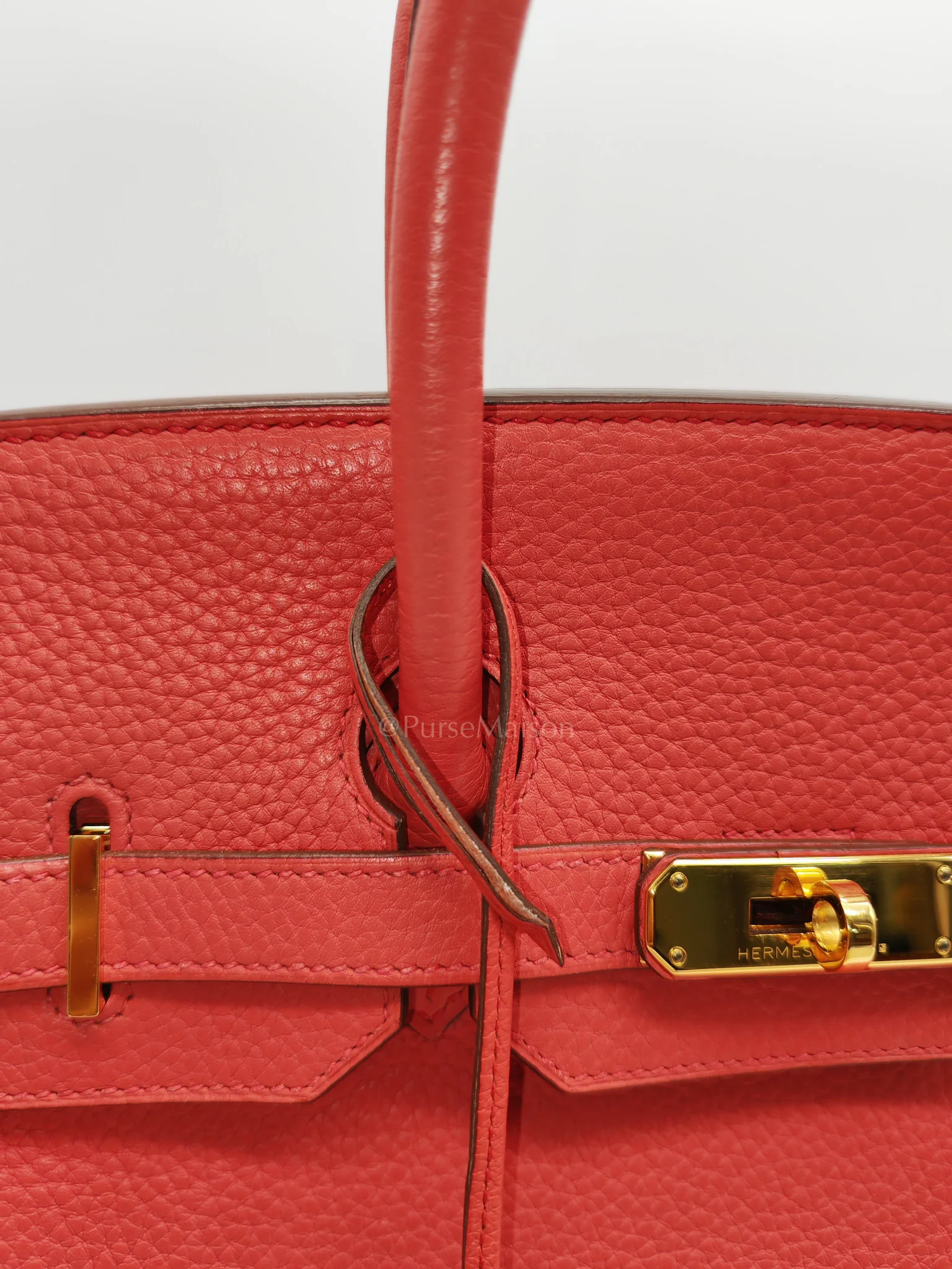 Hermes Birkin 35 Retourne in Bougainvillier Clemence Leather and Gold Hardware Stamp Square N (2010) - Image 35