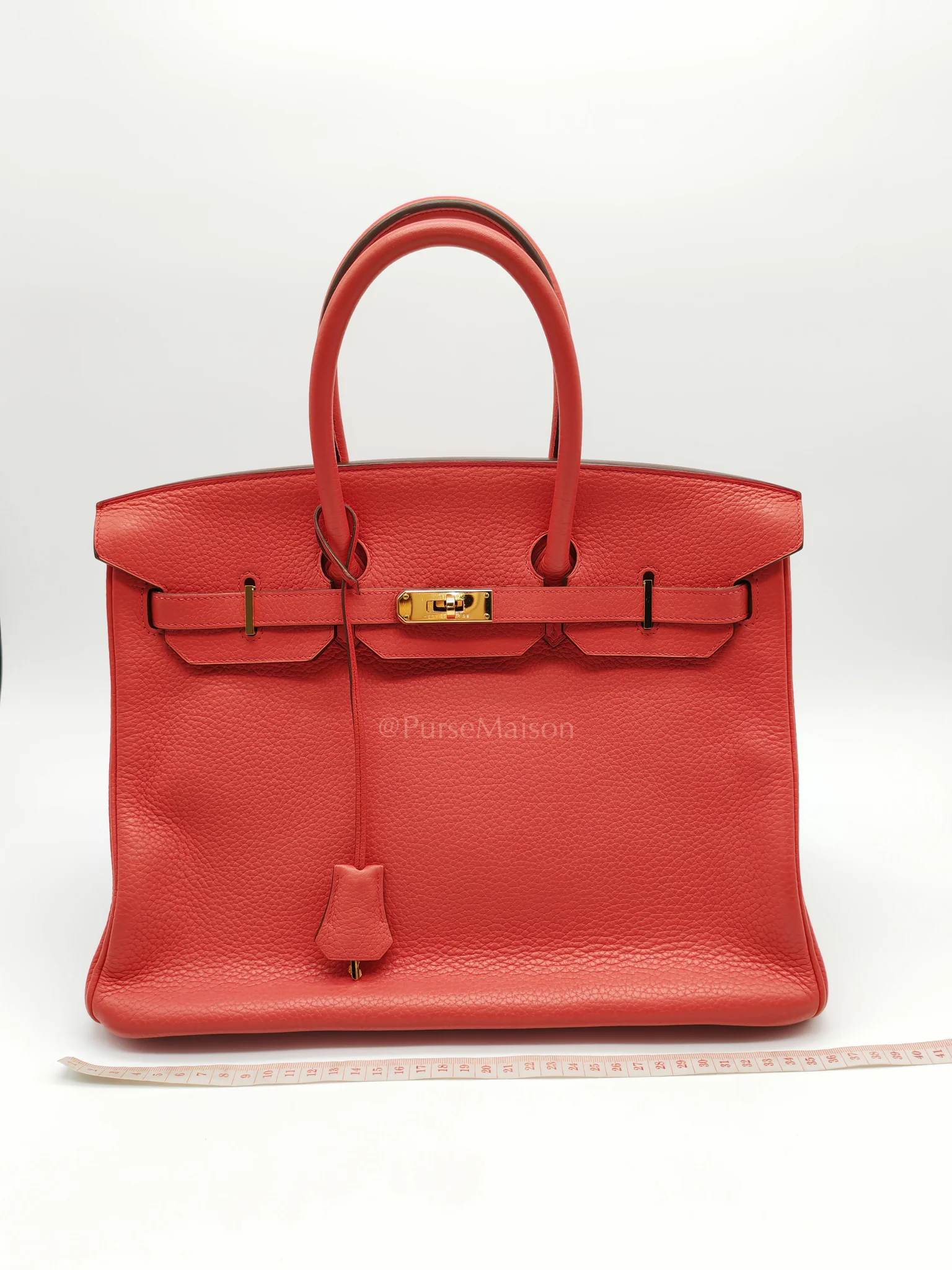 Hermes Birkin 35 Retourne in Bougainvillier Clemence Leather and Gold Hardware Stamp Square N (2010) - Image 42