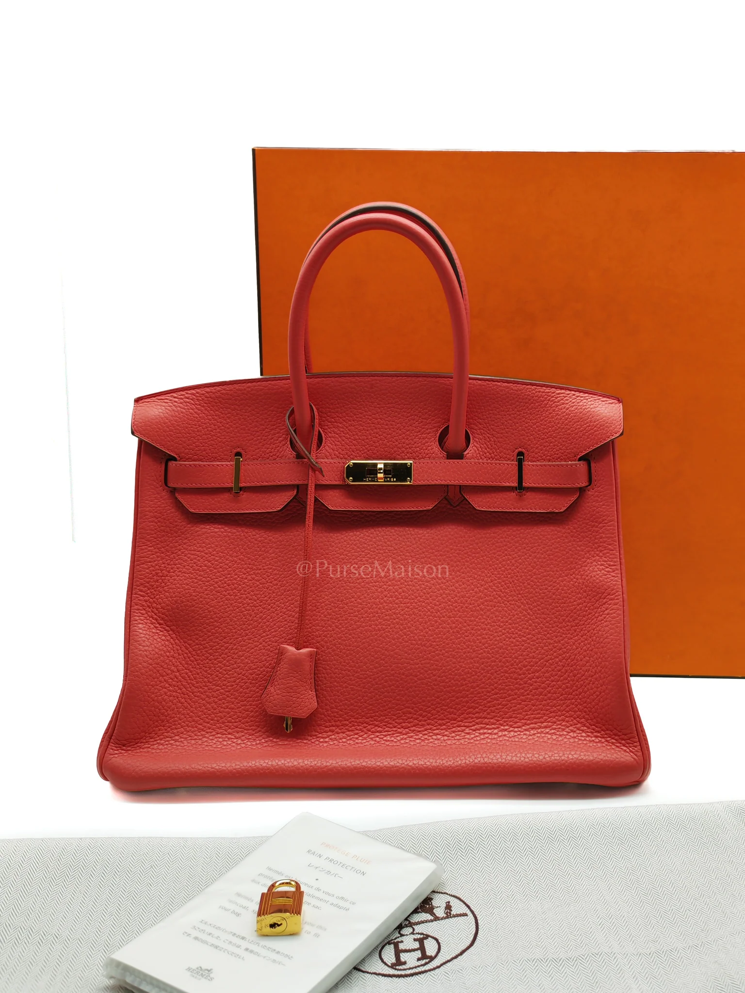 Hermes Birkin 35 Retourne in Bougainvillier Clemence Leather and Gold Hardware Stamp Square N (2010) - Image 43