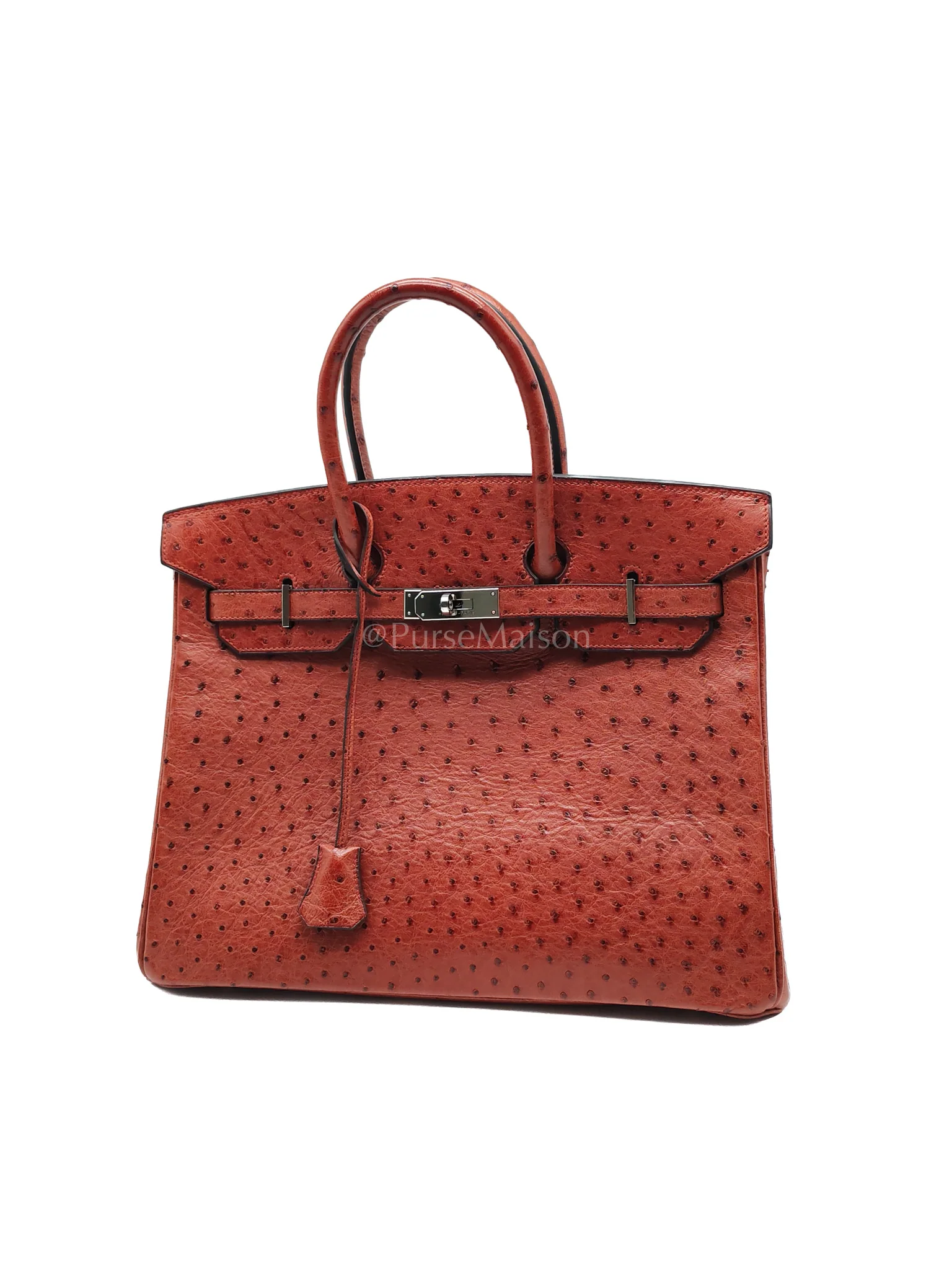 Hermes Birkin 35 Retourne Rouge in Ostrich Leather and Palladium Hardware Stamp Square D (2000) - Image 3