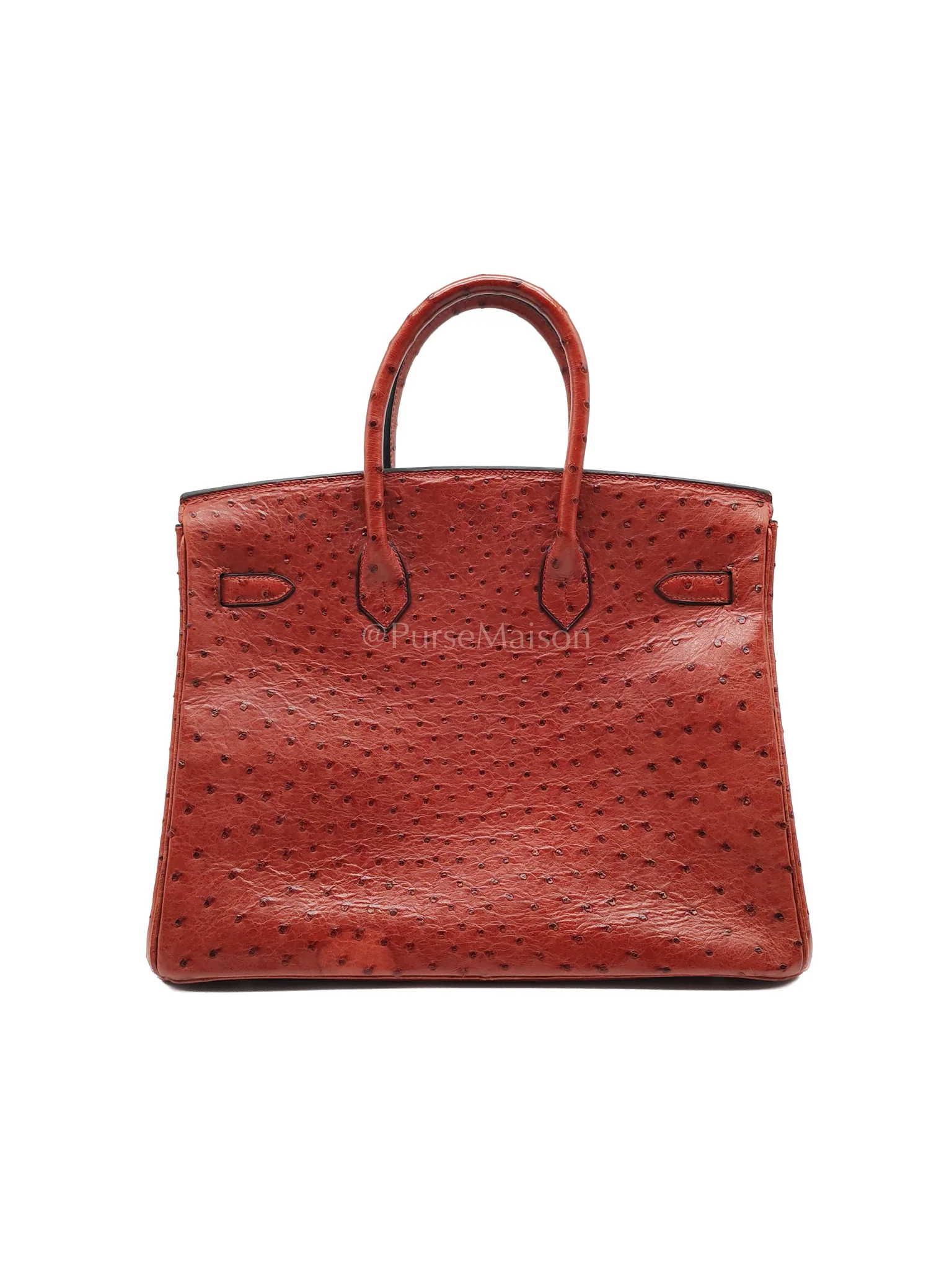 Hermes Birkin 35 Retourne Rouge in Ostrich Leather and Palladium Hardware Stamp Square D (2000) - Image 4