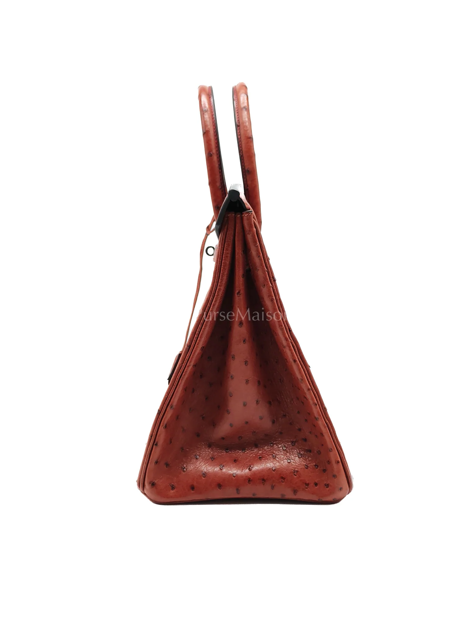 Hermes Birkin 35 Retourne Rouge in Ostrich Leather and Palladium Hardware Stamp Square D (2000) - Image 5