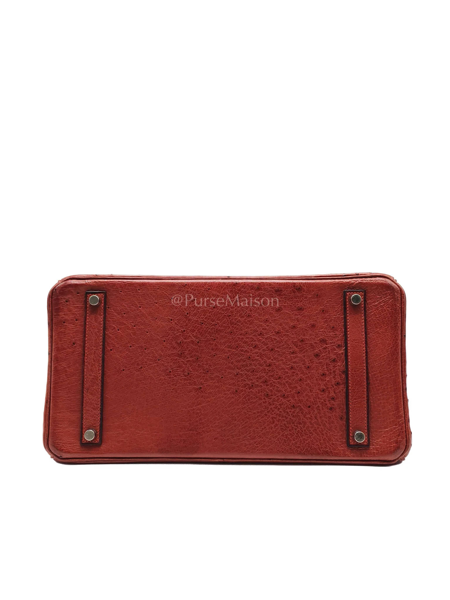 Hermes Birkin 35 Retourne Rouge in Ostrich Leather and Palladium Hardware Stamp Square D (2000) - Image 7