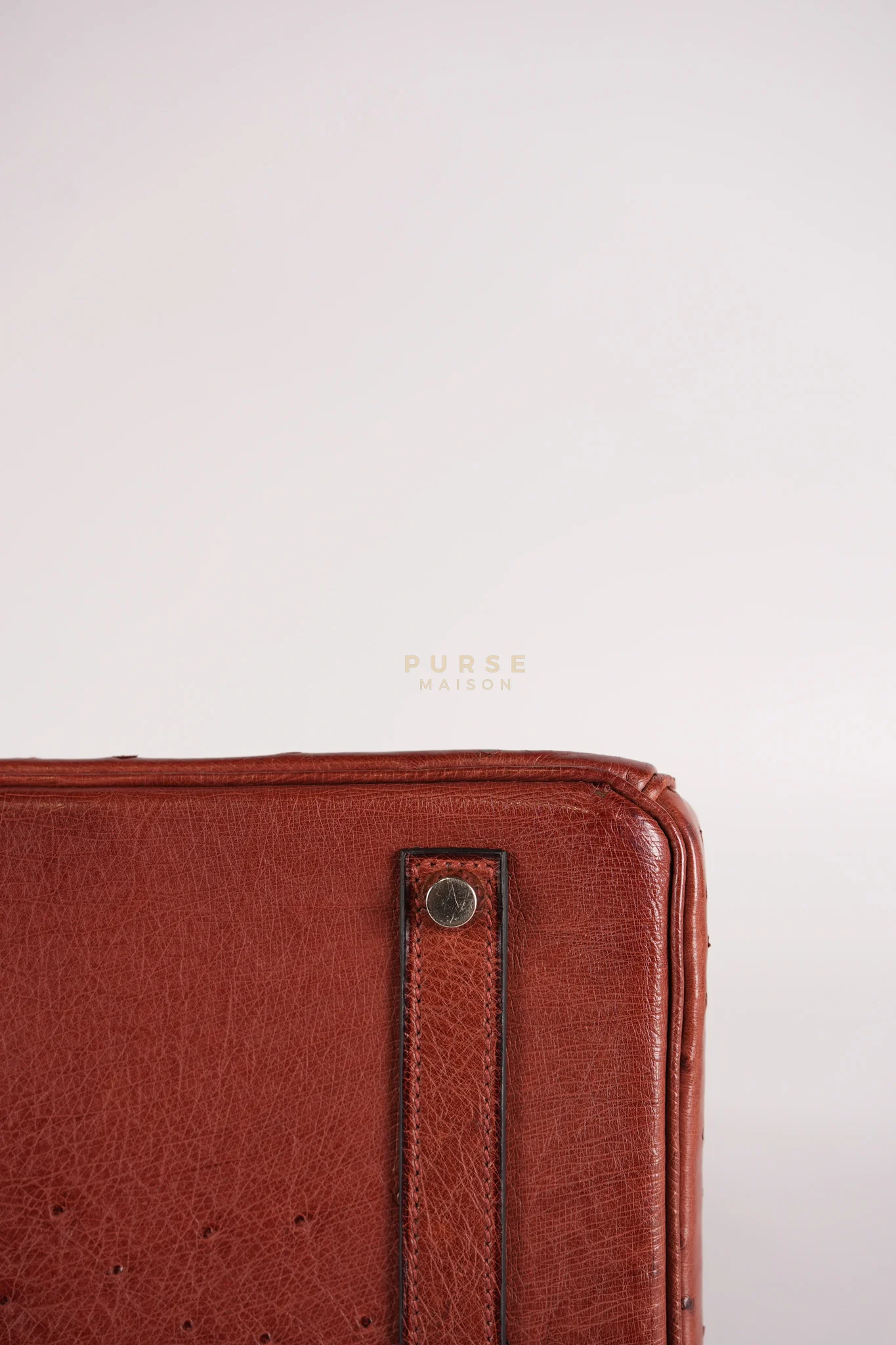 Hermes Birkin 35 Retourne Rouge in Ostrich Leather and Palladium Hardware Stamp Square D (2000) - Image 9