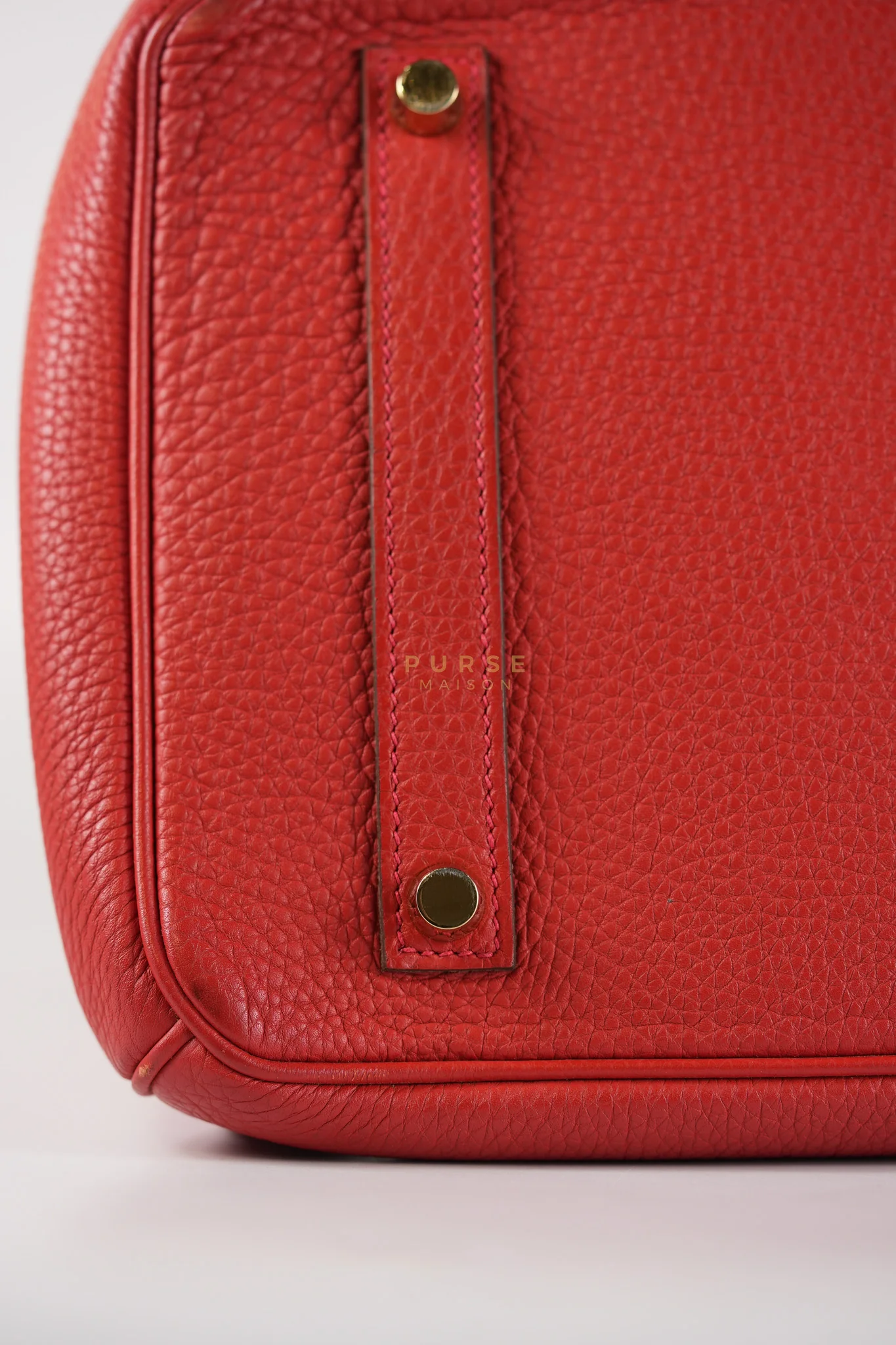 Hermes Birkin 35 Retourne Red in Togo Leather Dark Red Chevre interior and Gold Hardware Stamp P Square (2012) - Image 37
