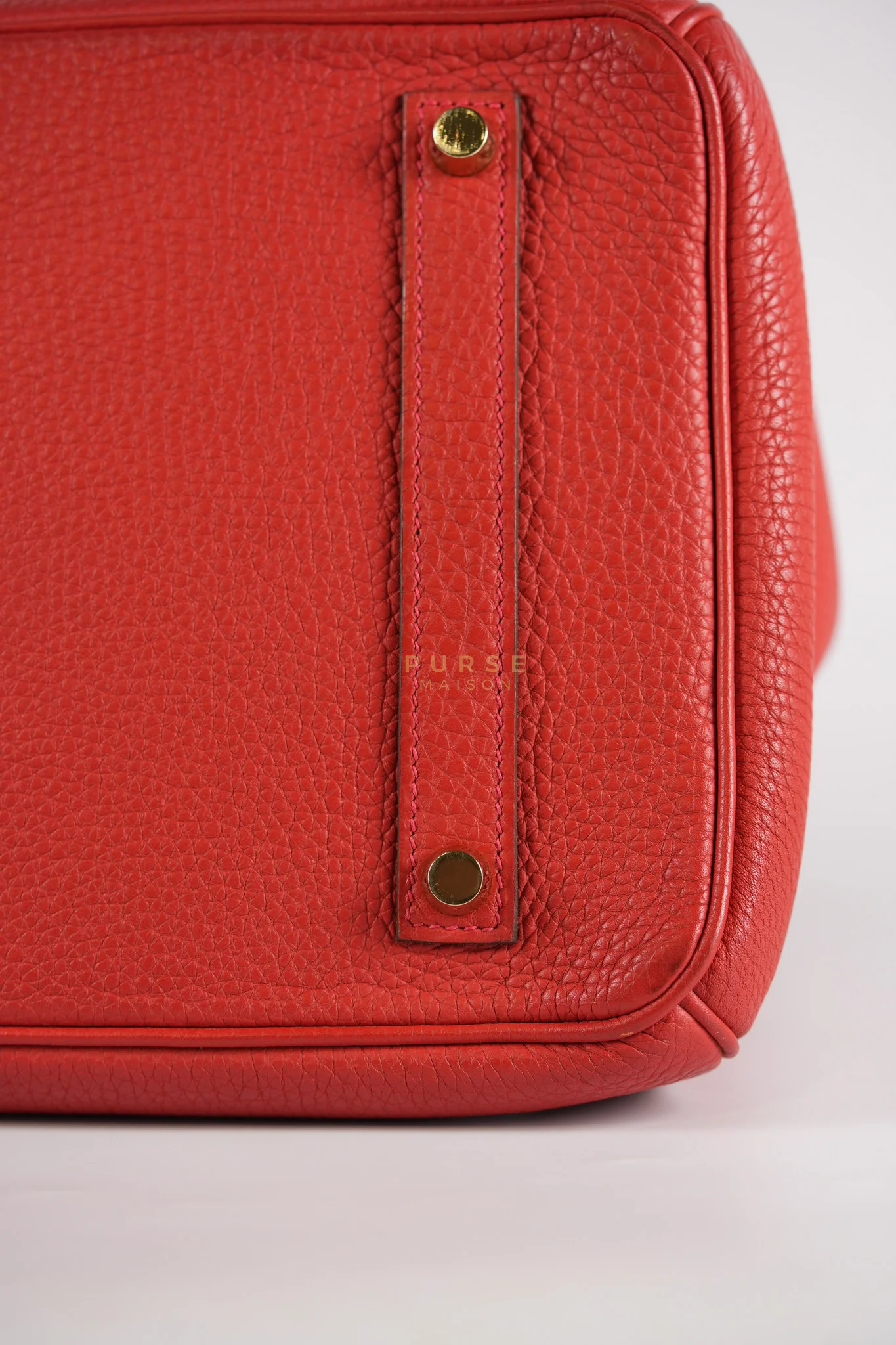 Hermes Birkin 35 Retourne Red in Togo Leather Dark Red Chevre interior and Gold Hardware Stamp P Square (2012) - Image 38