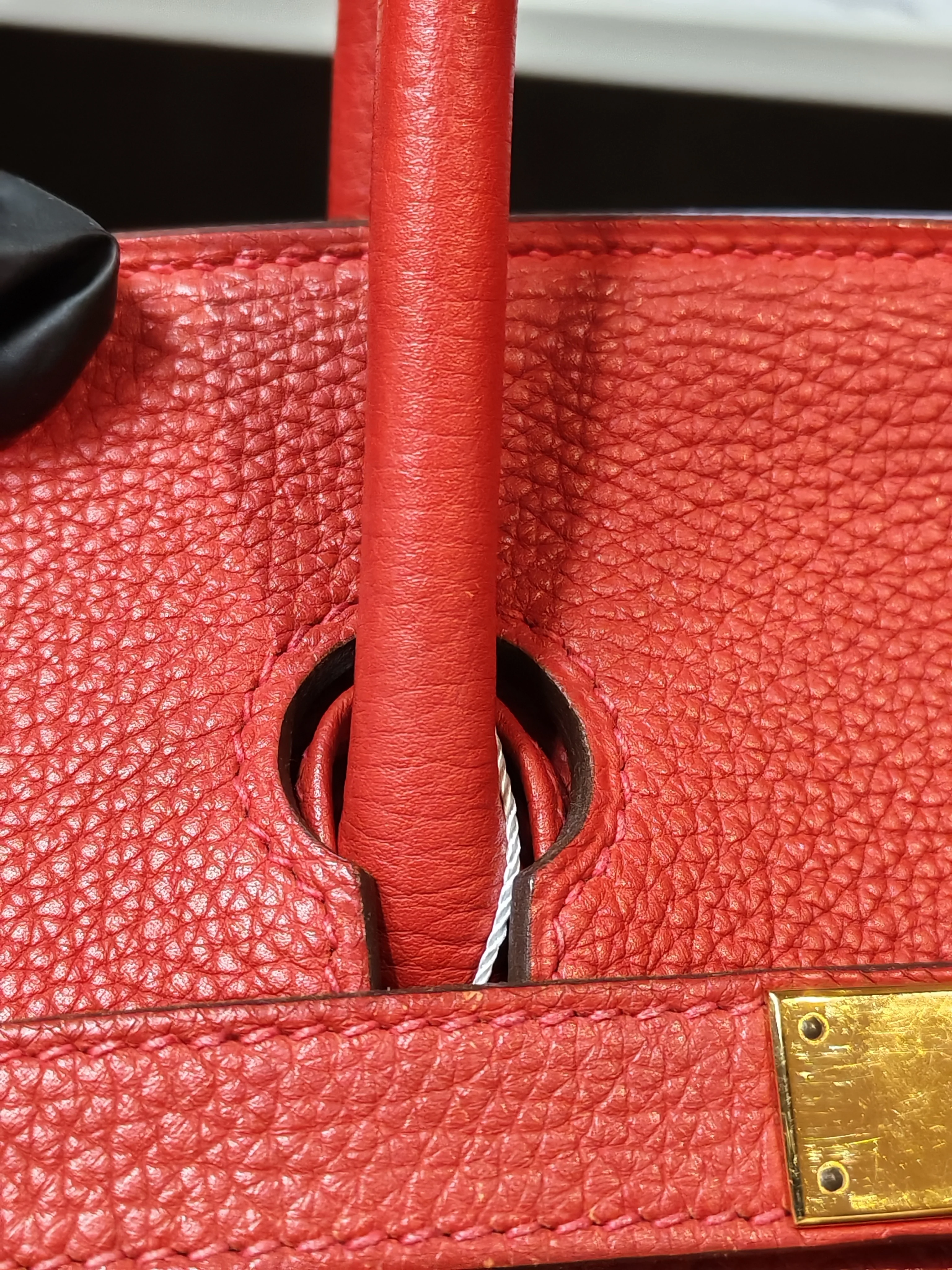 Hermes Birkin 35 Retourne Red in Togo Leather Dark Red Chevre interior and Gold Hardware Stamp P Square (2012) - Image 39