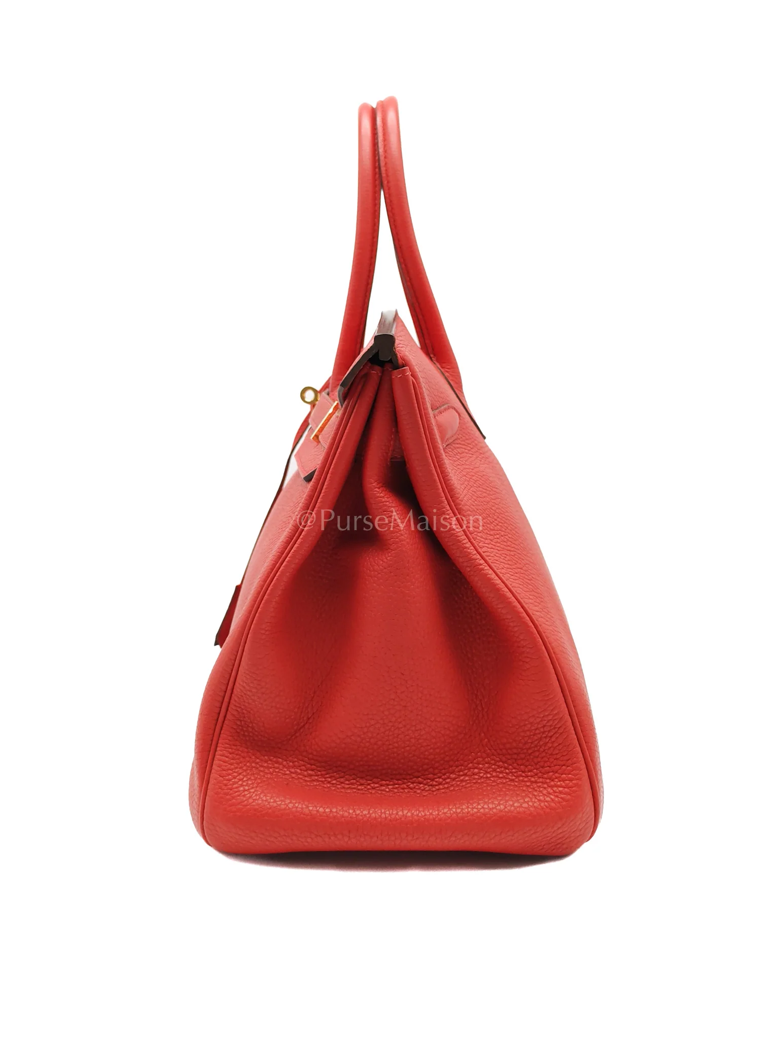 Hermes Birkin 35 Retourne Red in Togo Leather Dark Red Chevre interior and Gold Hardware Stamp P Square (2012) - Image 6