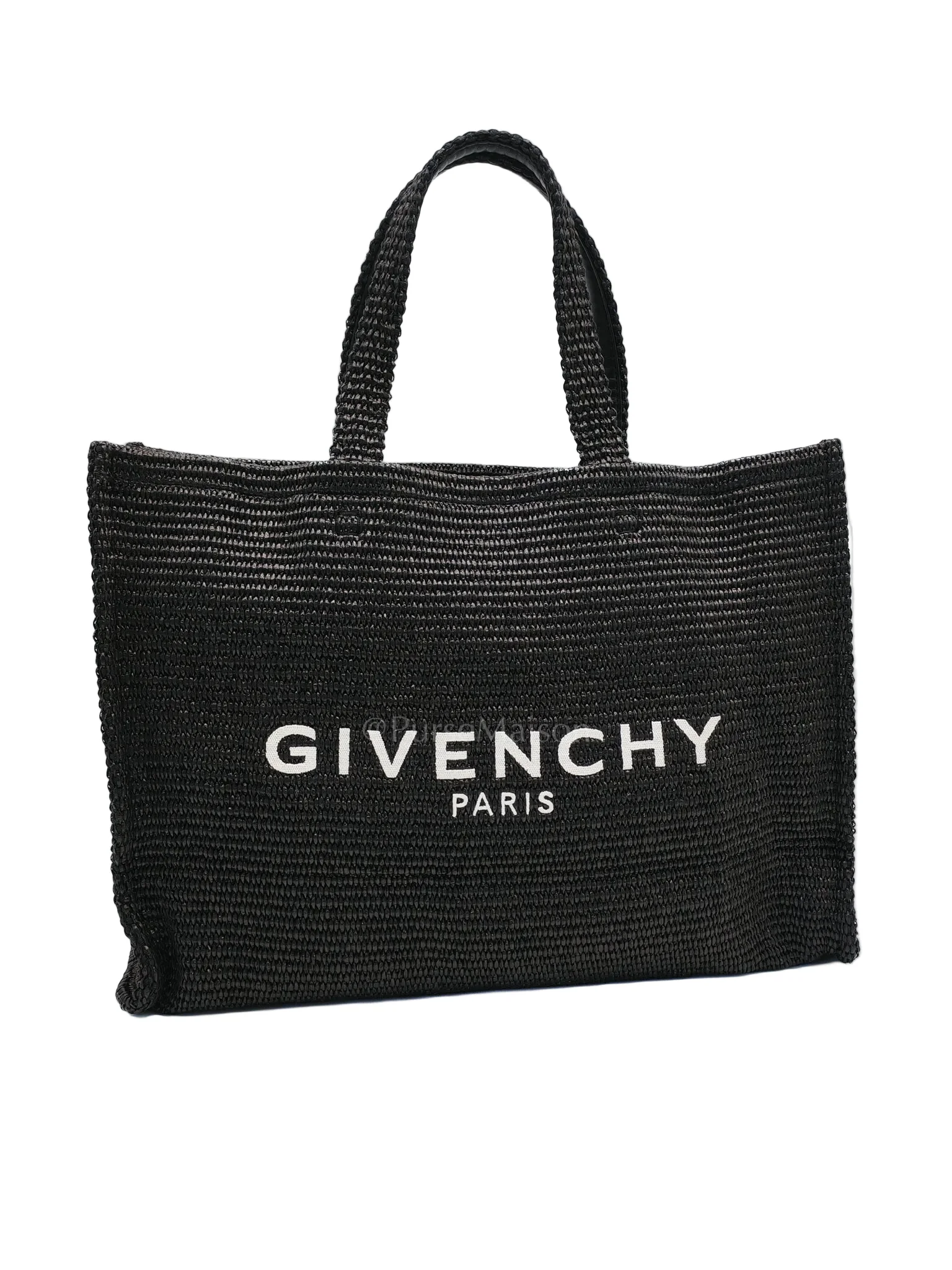 Givenchy Woven Soft Raffia Medium Black Beach Tote Bag - Image 3