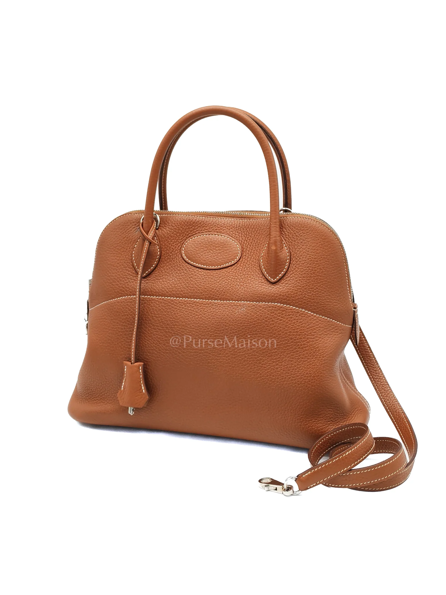 Hermes Bolide 31 Gold Taurillon Clemence Leather in Palladium Hardware Stamp C(2018) - Image 3