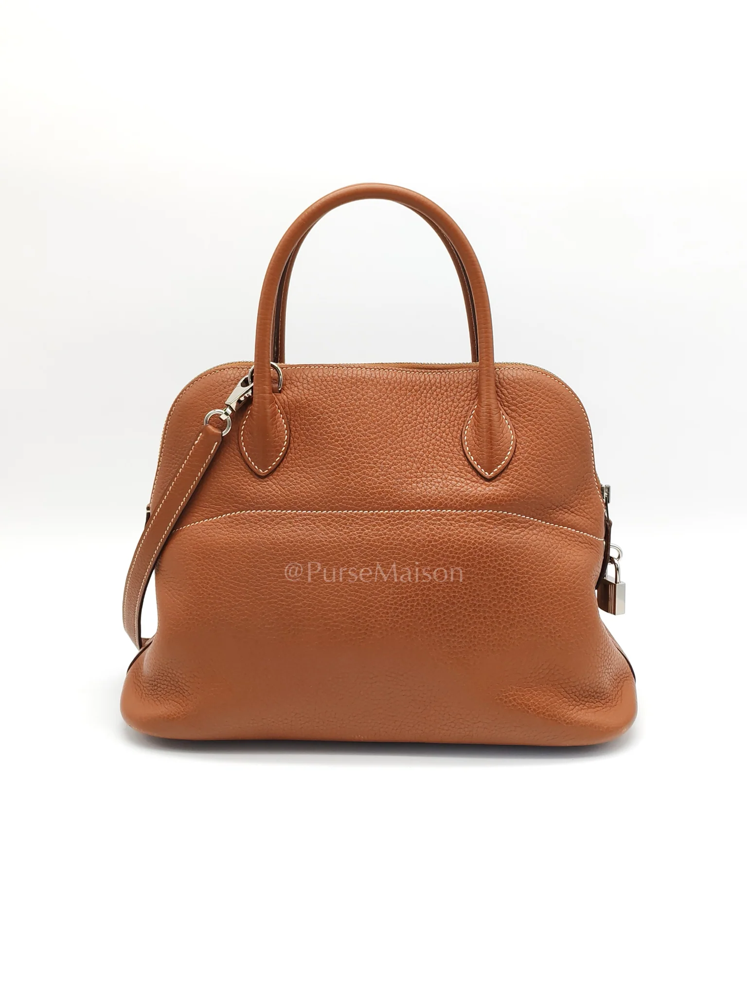 Hermes Bolide 31 Gold Taurillon Clemence Leather in Palladium Hardware Stamp C(2018) - Image 4