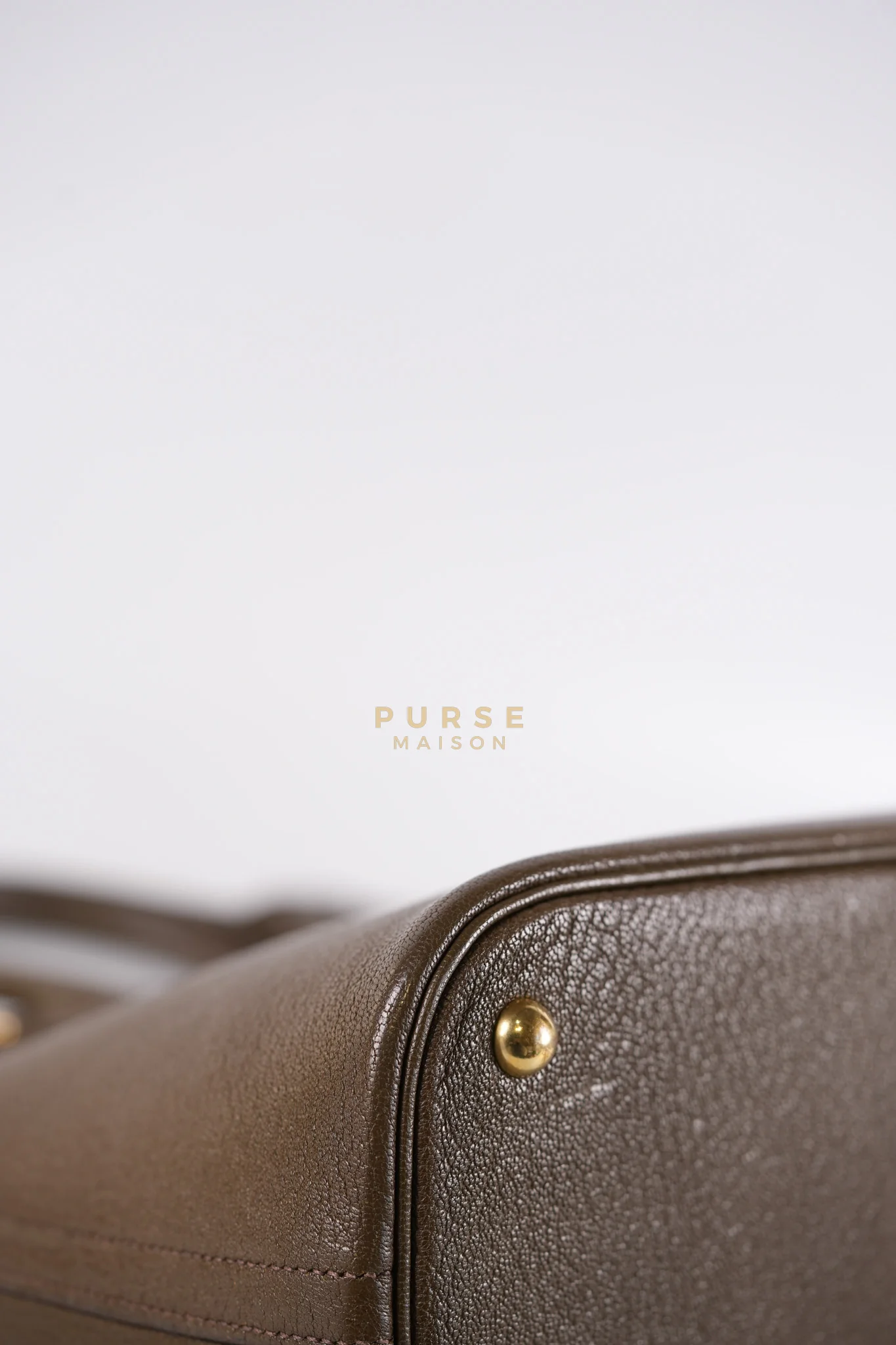 Hermes Bolide 35 in Dark Toupe Chèvre Mysore Leather Gold Hardware Stamp F Square(2002) - Image 10