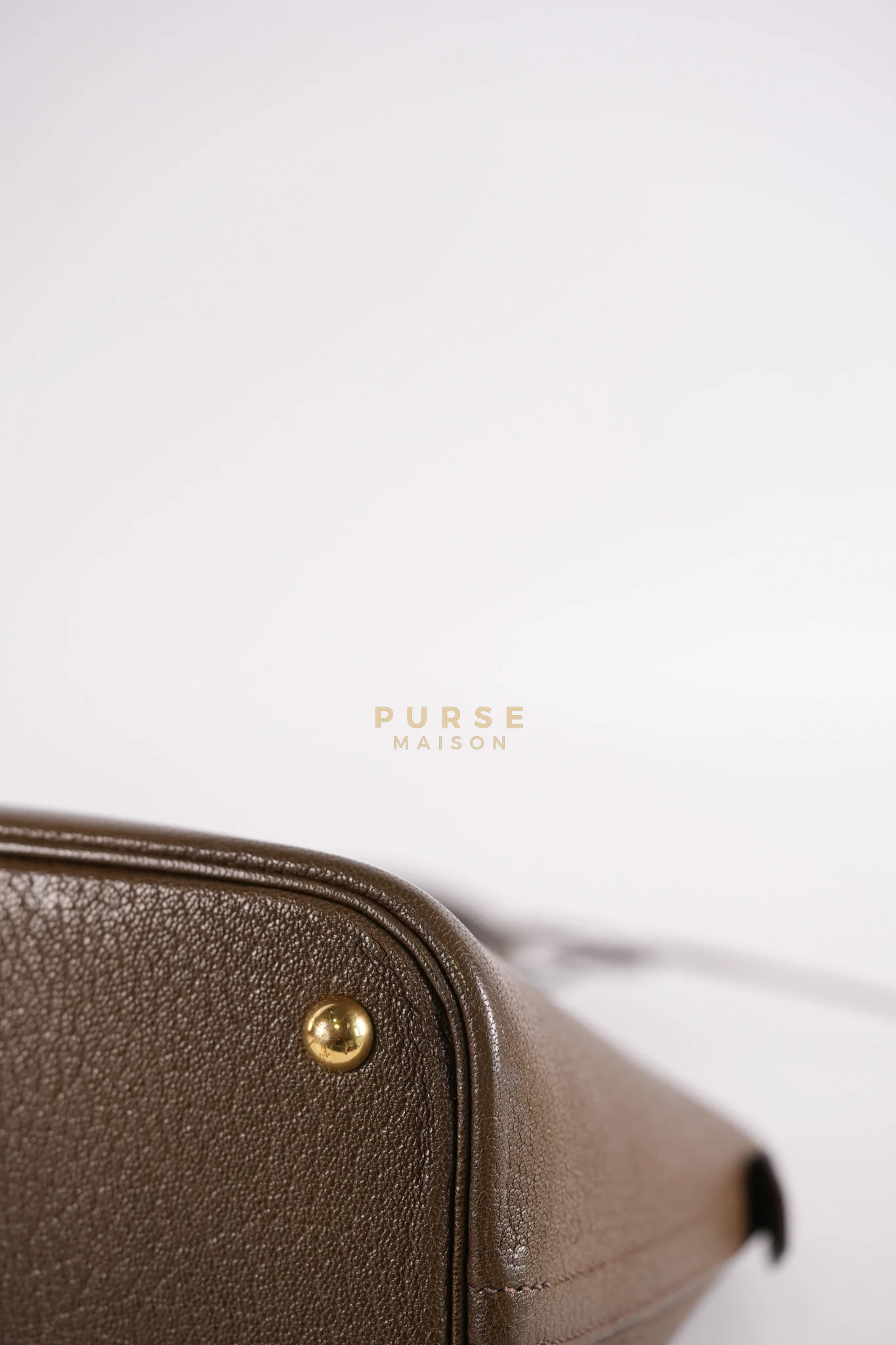 Hermes Bolide 35 in Dark Toupe Chèvre Mysore Leather Gold Hardware Stamp F Square(2002) - Image 11