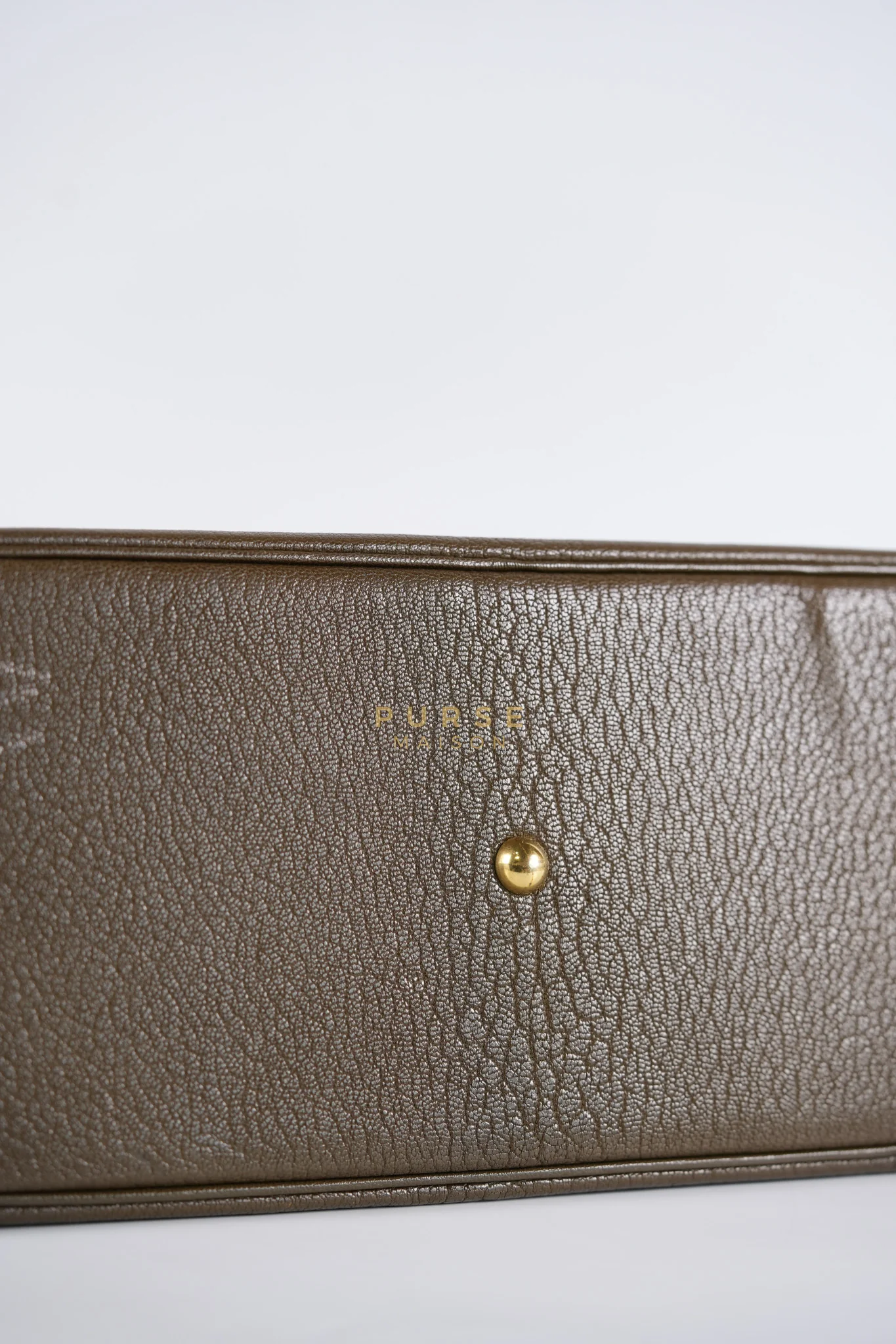 Hermes Bolide 35 in Dark Toupe Chèvre Mysore Leather Gold Hardware Stamp F Square(2002) - Image 12