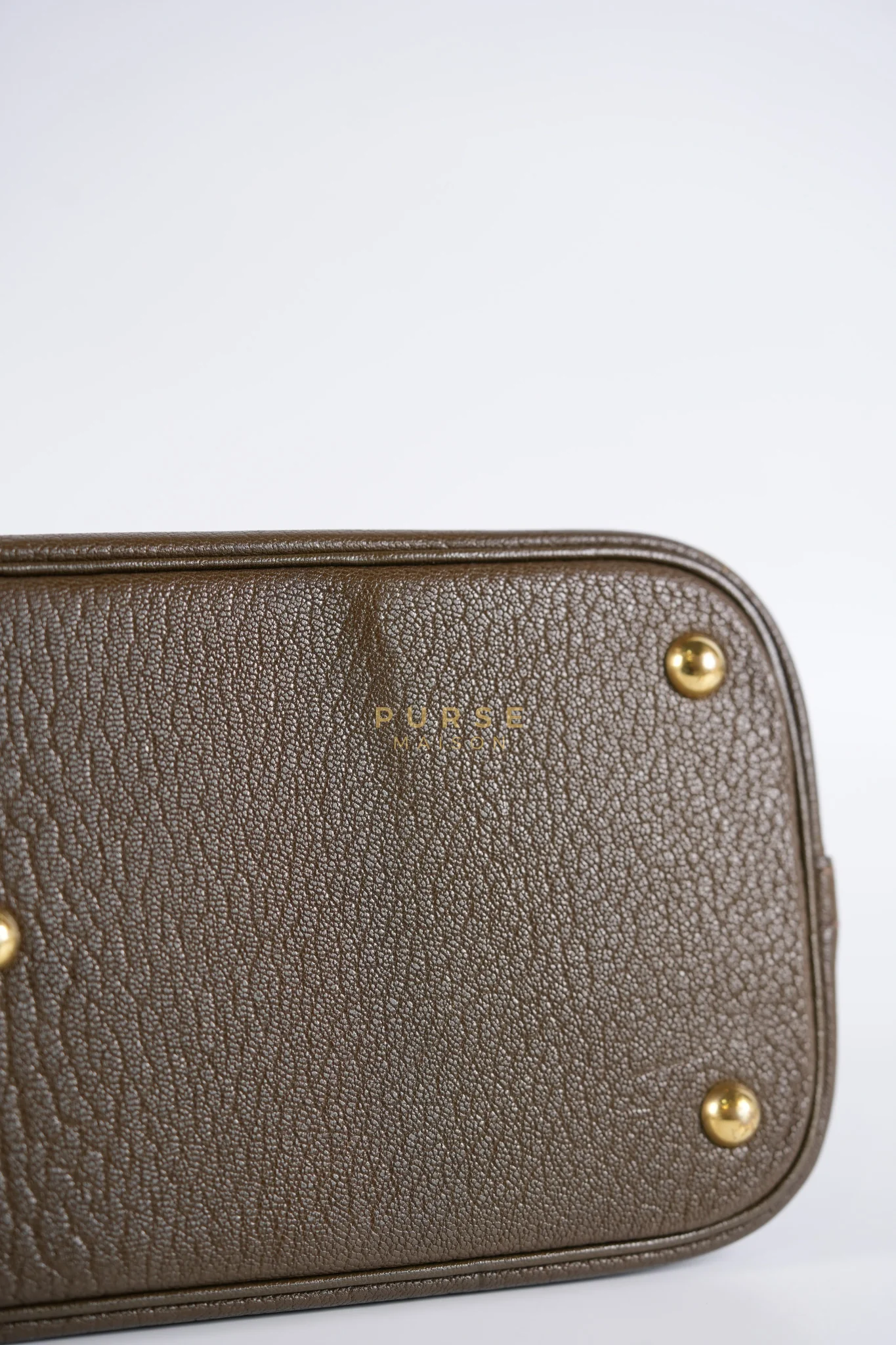 Hermes Bolide 35 in Dark Toupe Chèvre Mysore Leather Gold Hardware Stamp F Square(2002) - Image 14